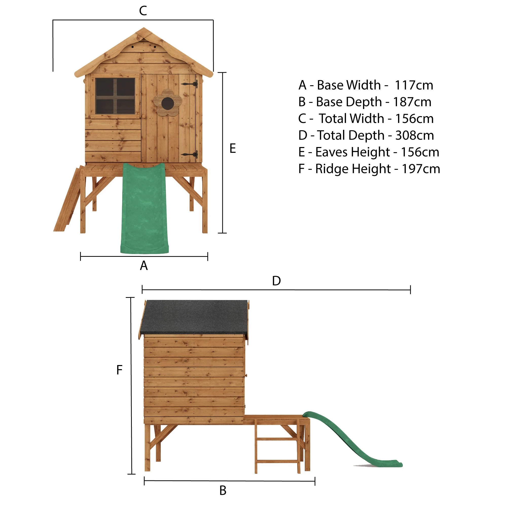 Snug Tower Wooden Playhouse with Slide - Image 12