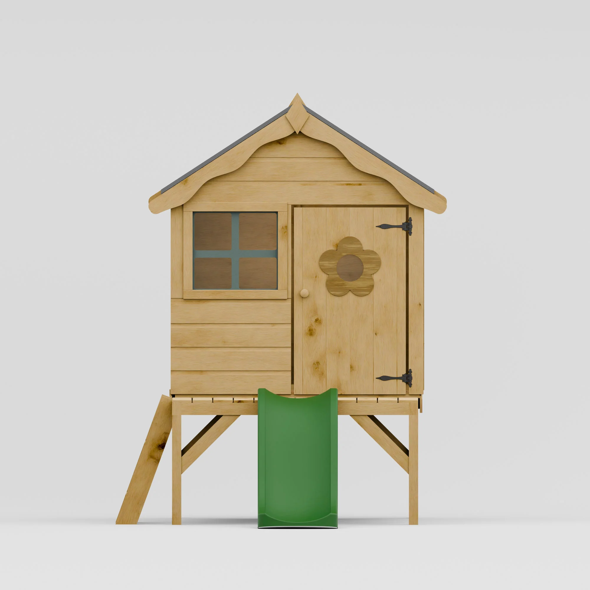 Snug Tower Wooden Playhouse with Slide - Image 3