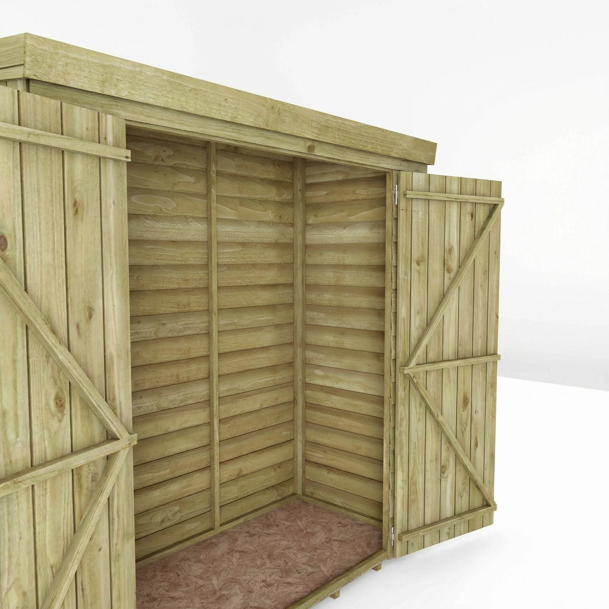 6 x 2'6 Value Overlap Double Door Pent Storage Shed - Image 3