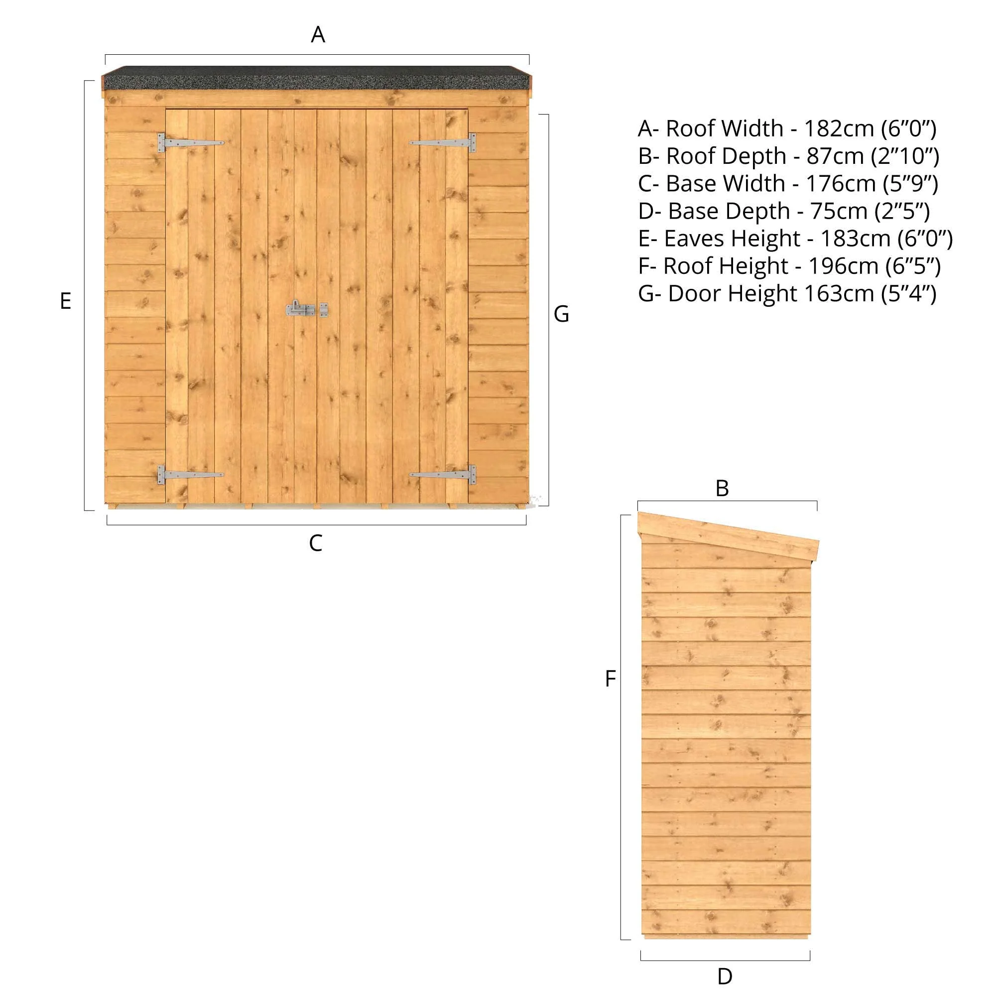 6 x 2'6 Tongue & Groove Pent Storage - Image 7