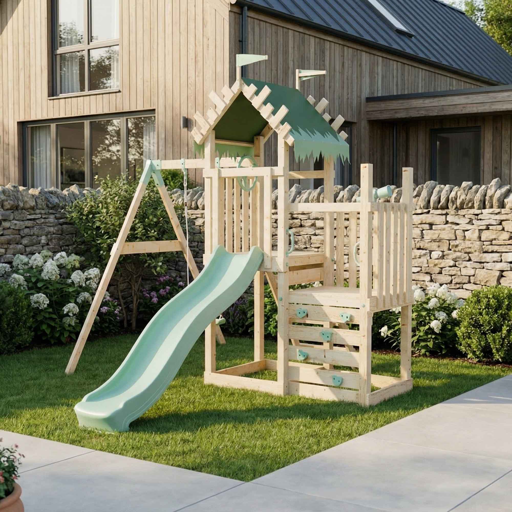 Climbing Frame & Step Up With Single Swing - Enchanted Grove IV
