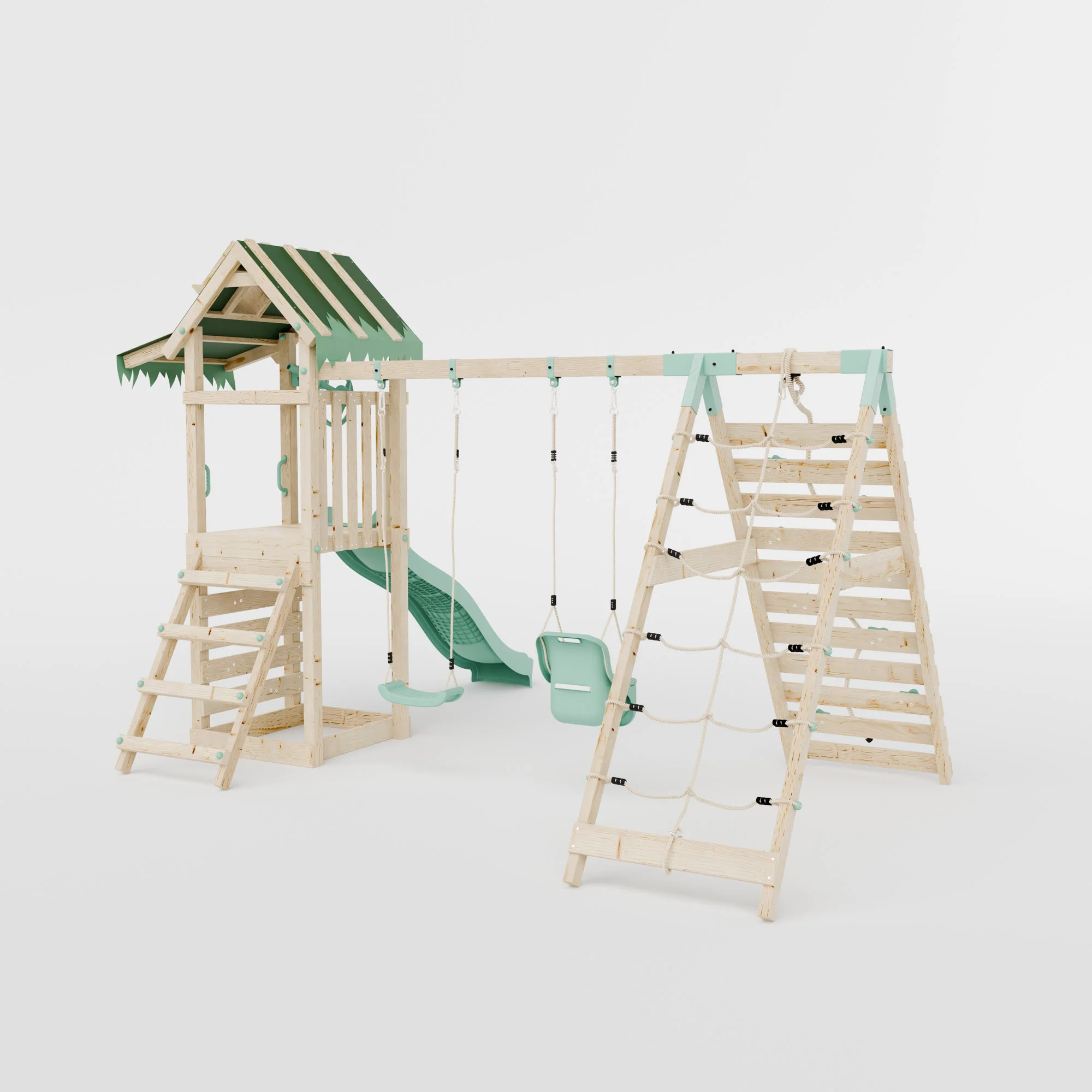 Climbing Frame With Double Swing & Climbing Wall - Eldertree Forest VI - Image 4