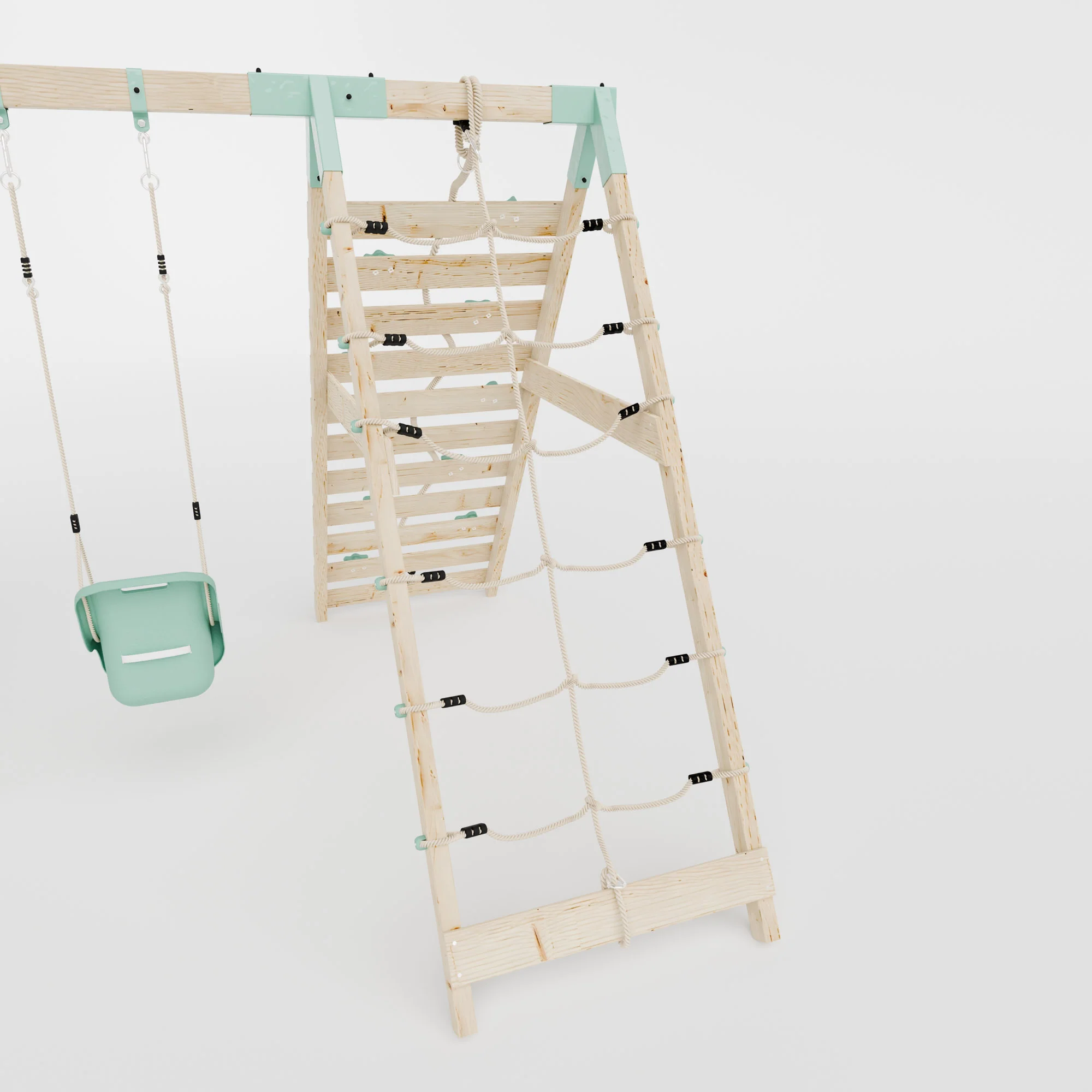 Climbing Frame With Double Swing & Climbing Wall - Eldertree Forest VI - Image 7