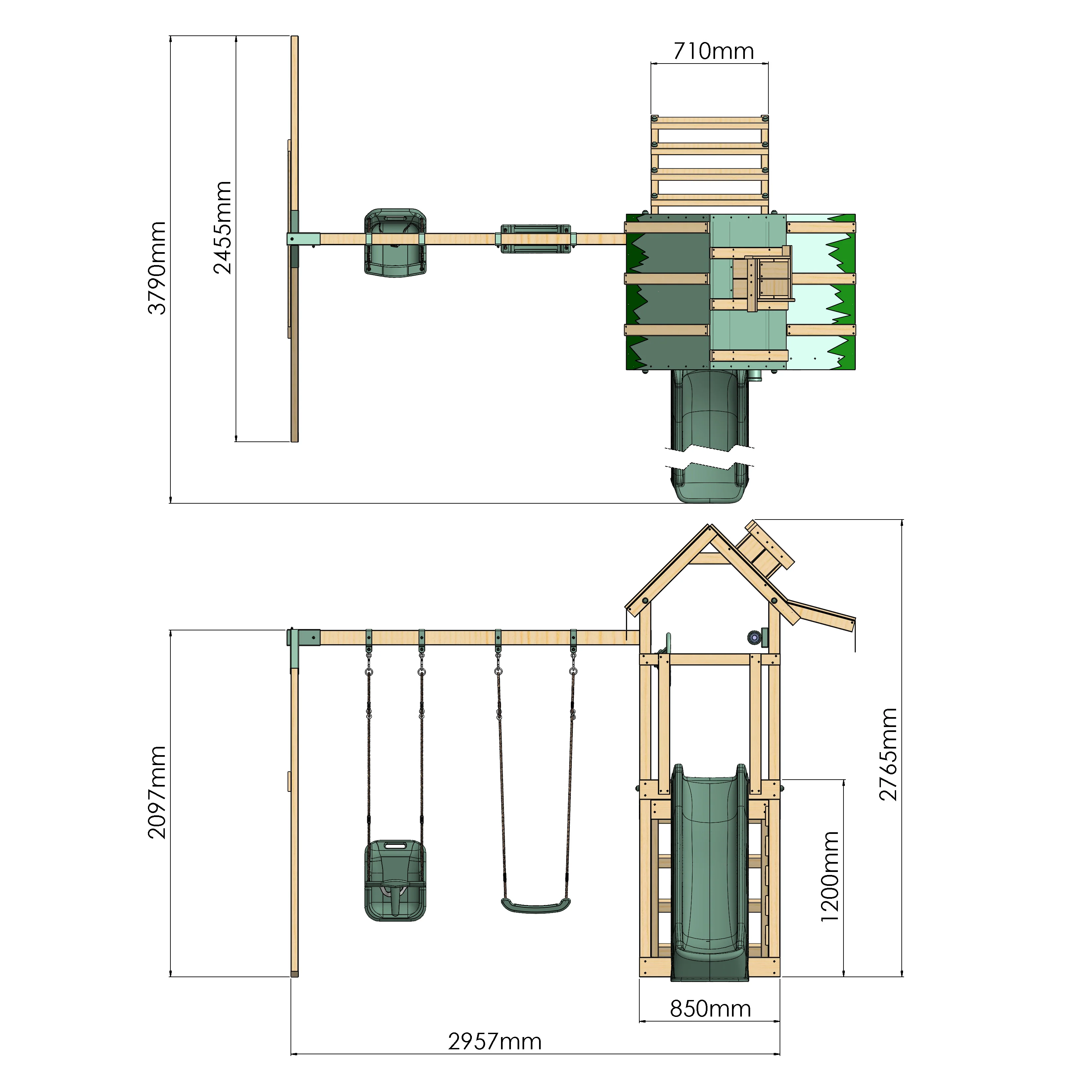 Climbing Frame With Double Swing - Eldertree Forest V - Image 10