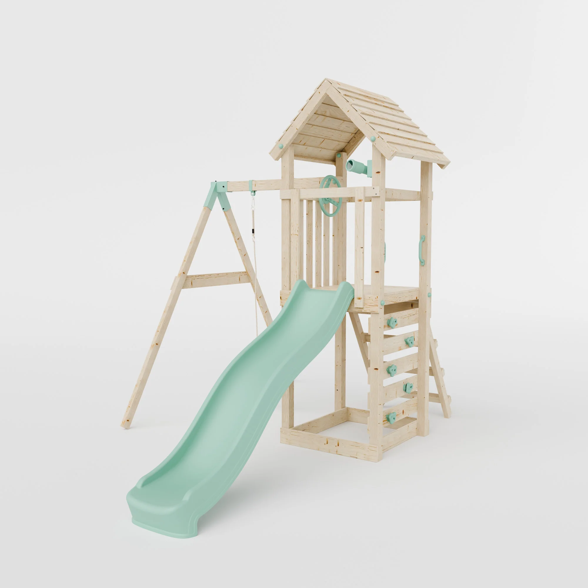 Climbing Frame With Single Swing - Bramblewick Forest I - Image 2