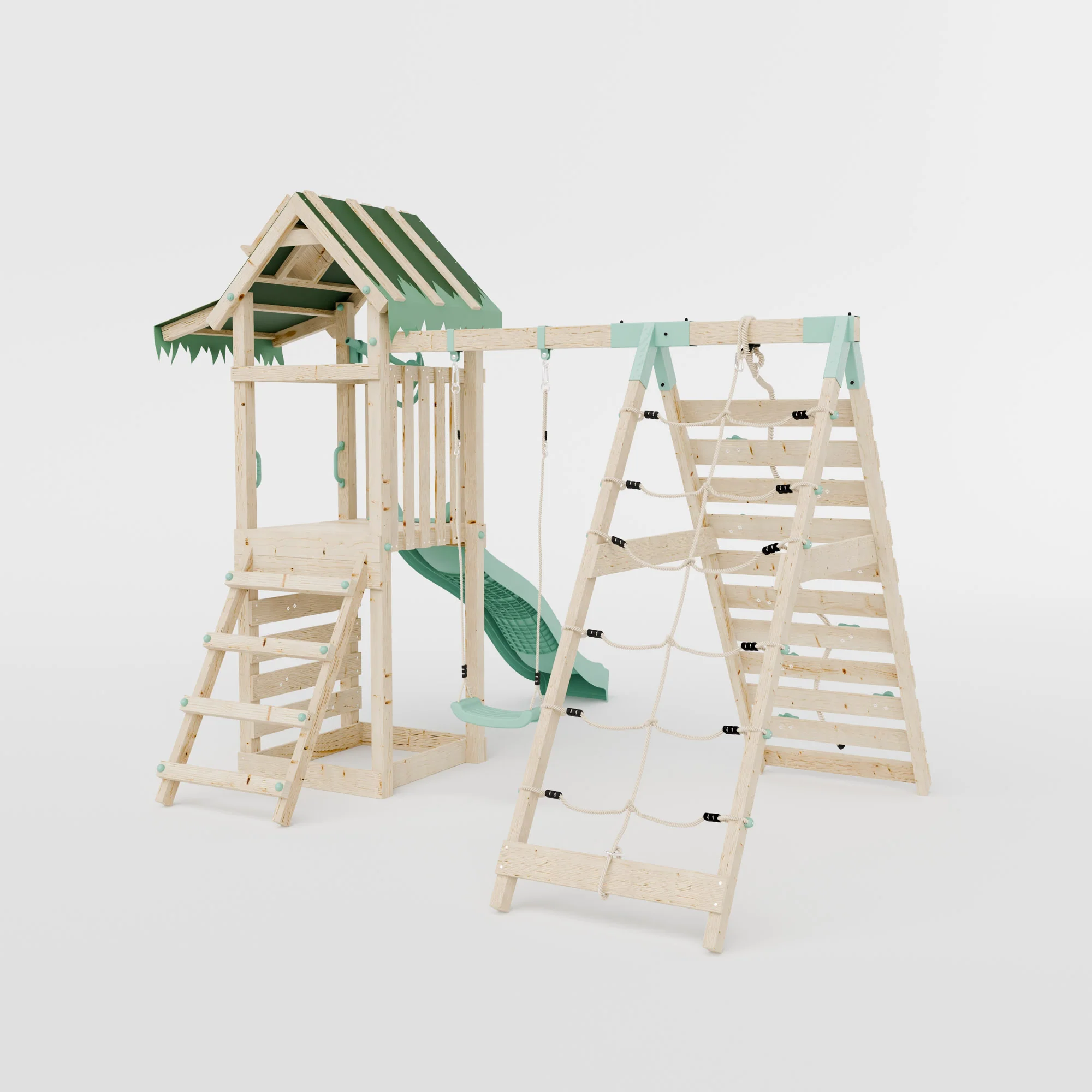 Climbing Frame With Single Swing & Climbing Wall - Eldertree Forest IV - Image 4