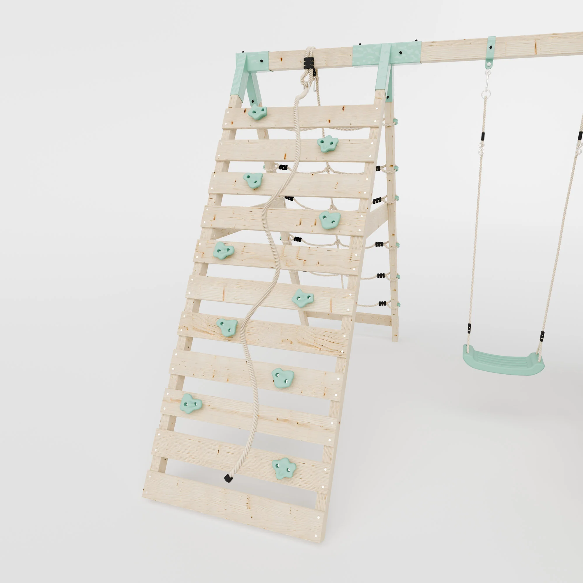 Climbing Frame With Single Swing & Climbing Wall - Eldertree Forest IV - Image 7