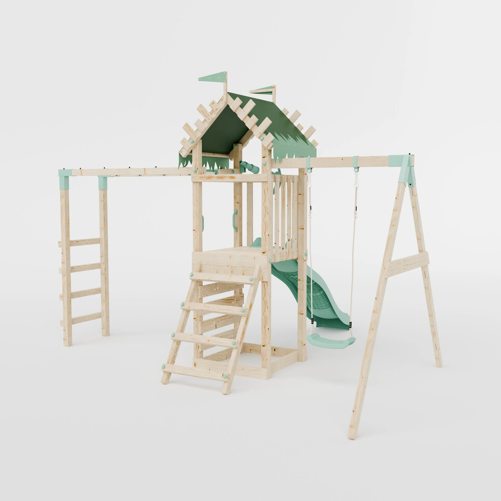 Climbing Frame With Single Swing & Monkey Bars - Enchanted Grove III - Image 4