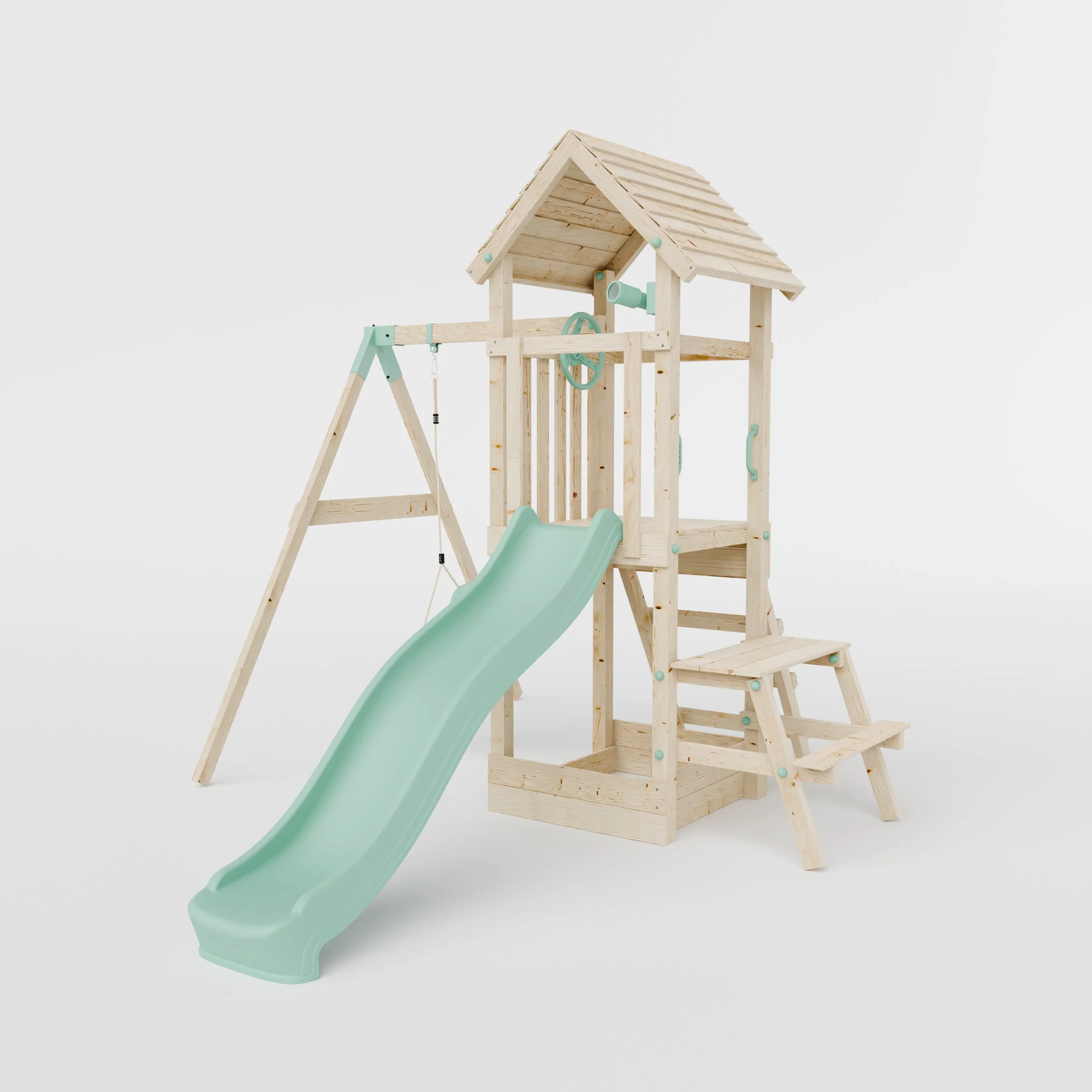 Climbing Frame With Single Swing & Picnic Table - Bramblewick Forest II - Image 2