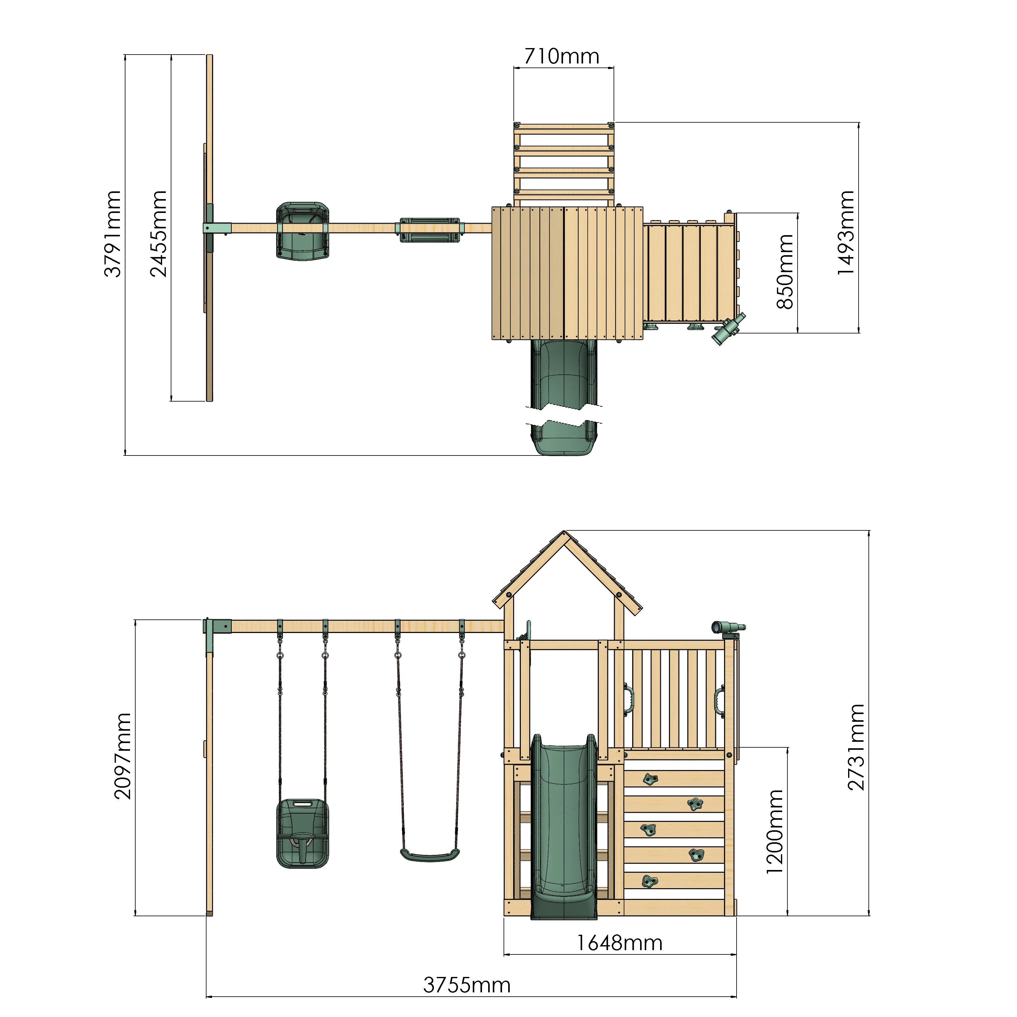 Climbing Frame With Extension & Double Swing - Bramblewick Forest VIII - Image 16