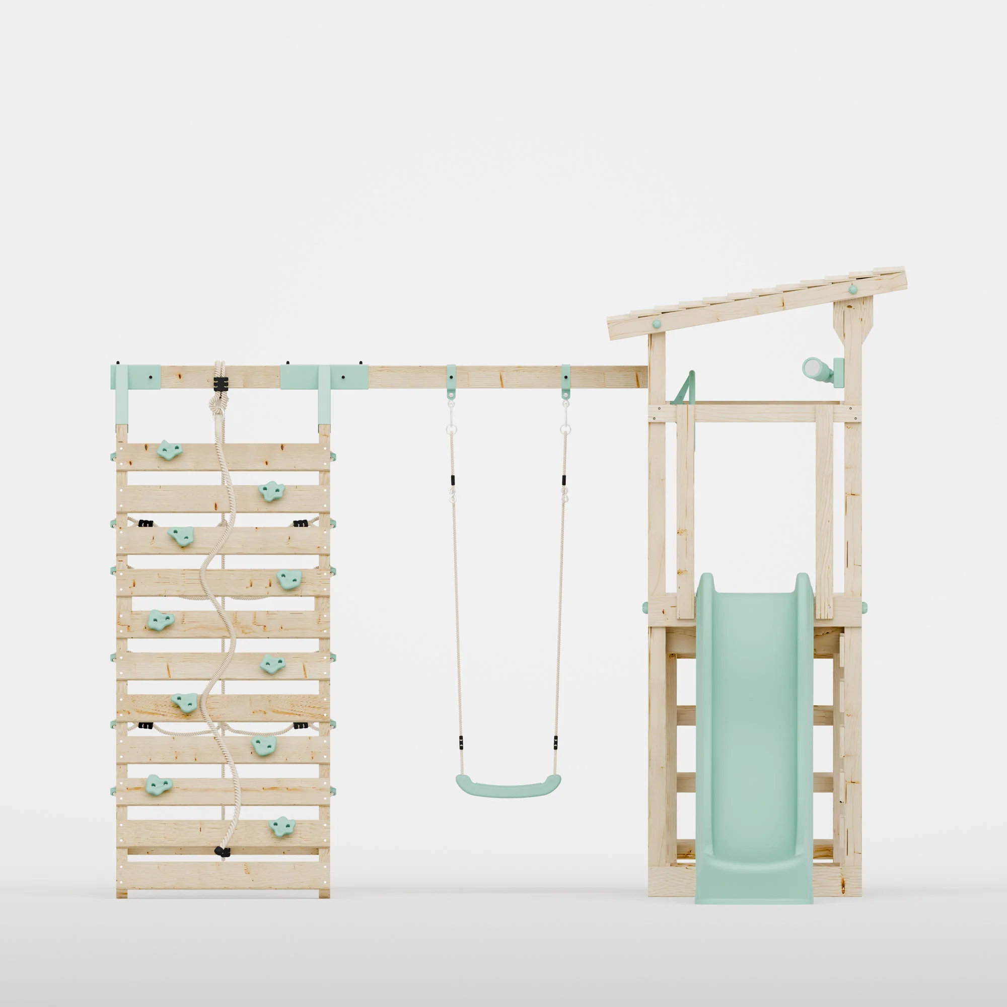 Climbing Frame With Single Swing & Climbing Wall - Willow Way VI - Image 3
