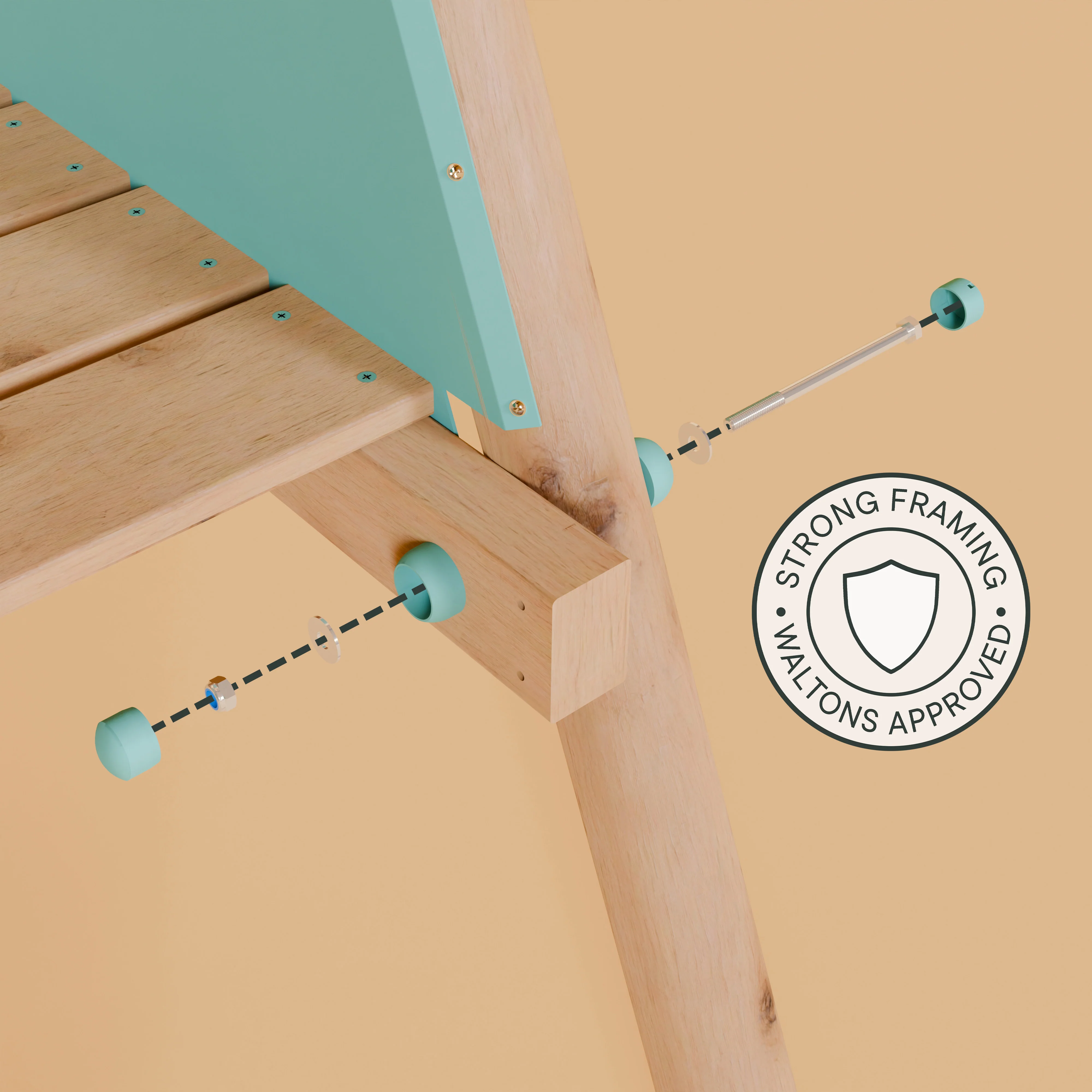 Double Wooden Swing Set with Climbing Wall and Slide - Stagwood I - Image 4