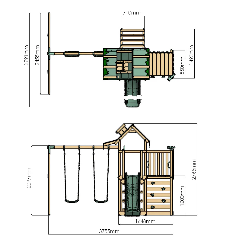 Extended Climbing Frame With Double Swing - Eldertree Forest VII - Image 15