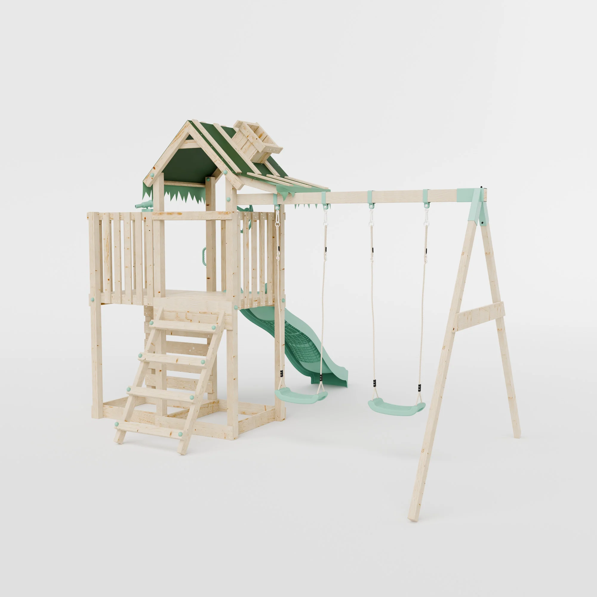 Extended Climbing Frame With Double Swing - Eldertree Forest VII - Image 4