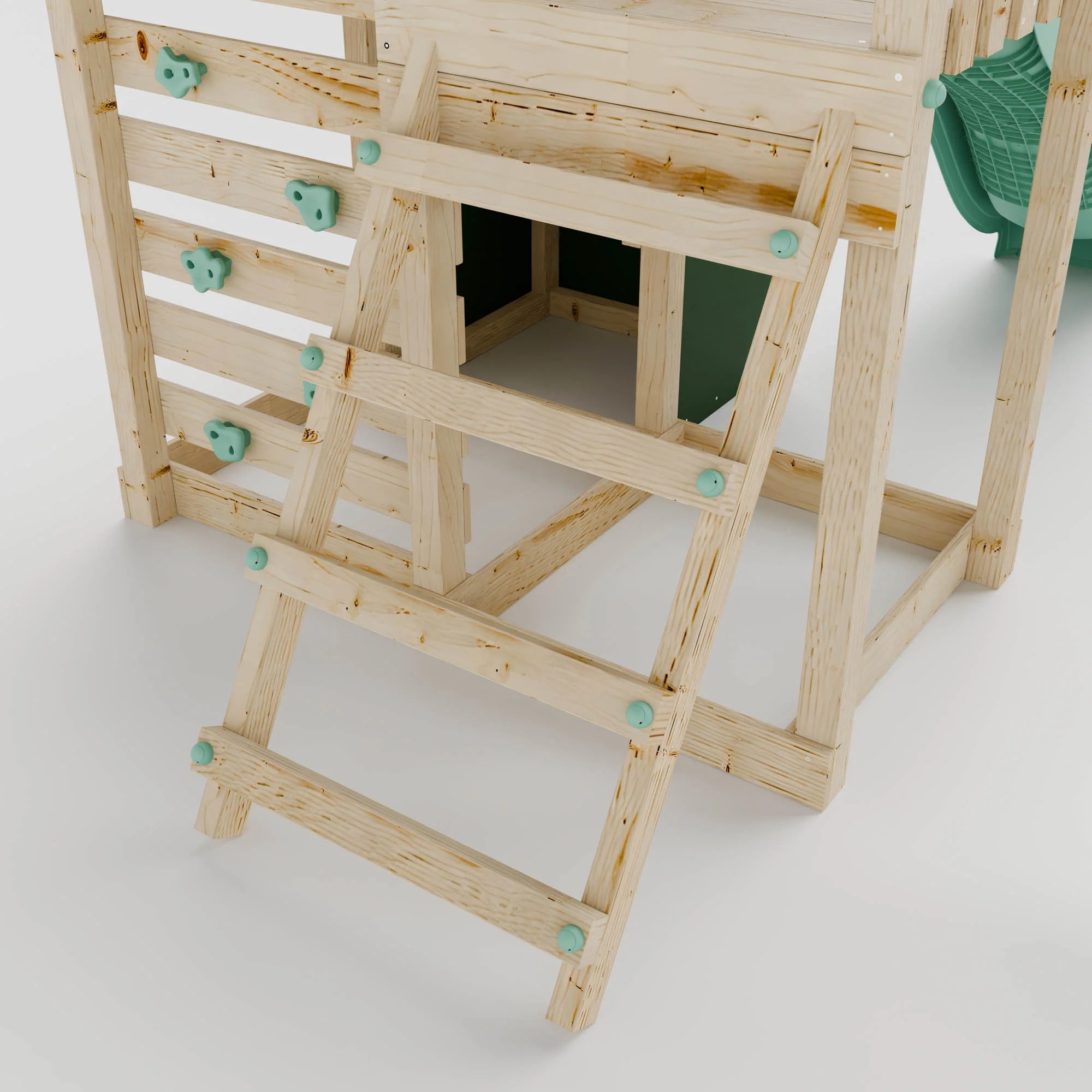 Extended Climbing Frame With Single Swing & Climbing Wall With Shop - Enchanted Grove VII - Image 9