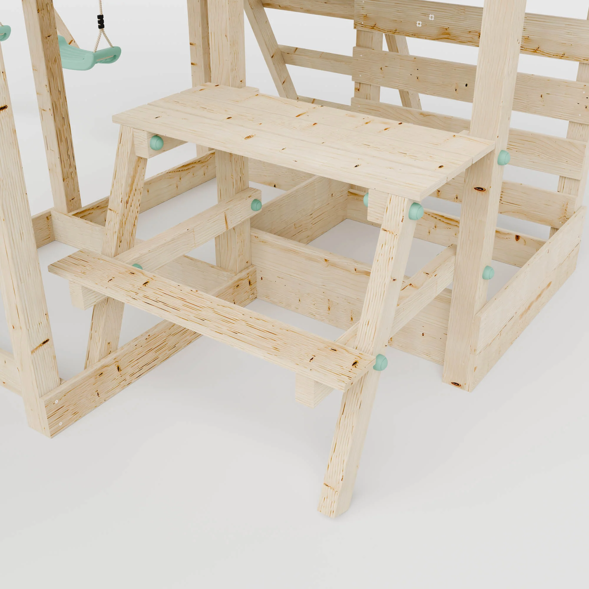 Climbing Frame with Double Swing Extended Height Platform & 2.65m Slide & Picnic Table - Eldertree Forest Watchtower VI - Image 8