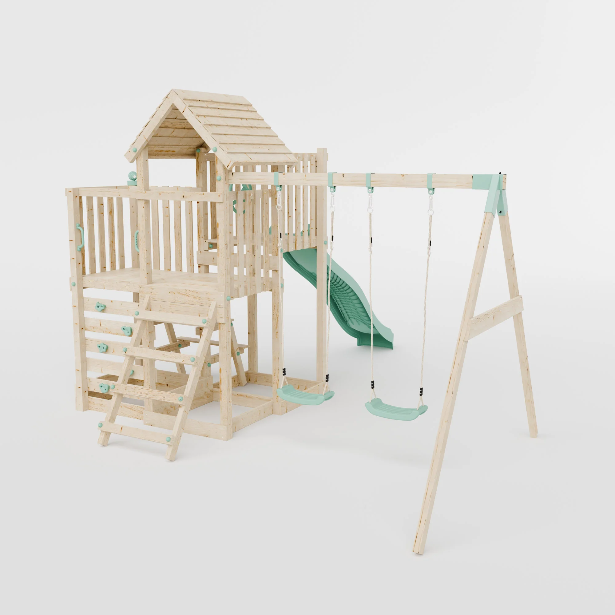 Climbing Frame with Double Swing Extended Height Platform & 2.65m Slide & Picnic Table - Bramblewick Forest Watchtower VI - Image 4