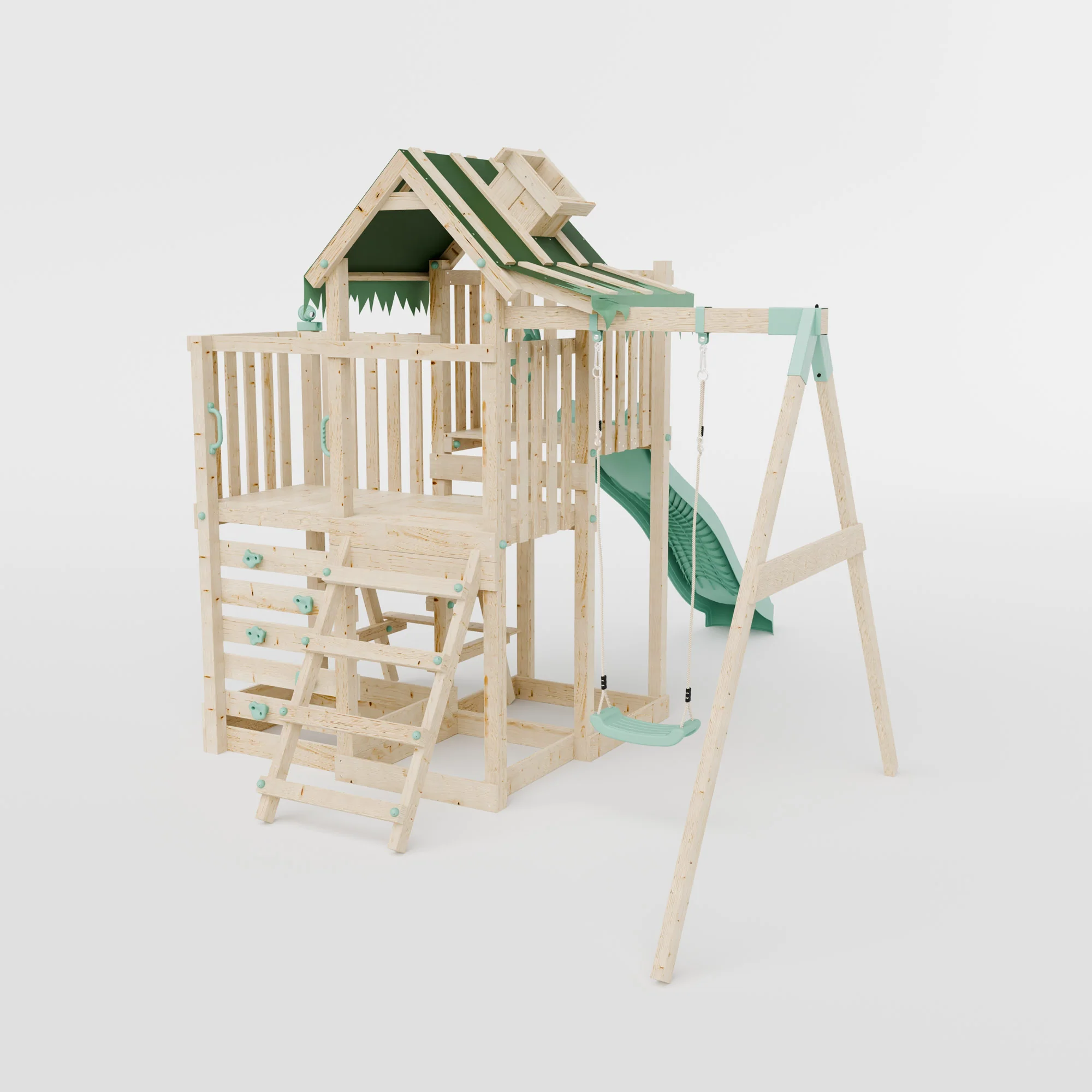 Climbing Frame with Single Swing Extended Height Platform & 2.65m Slide & Picnic Table - Eldertree Forest Watchtower V - Image 4