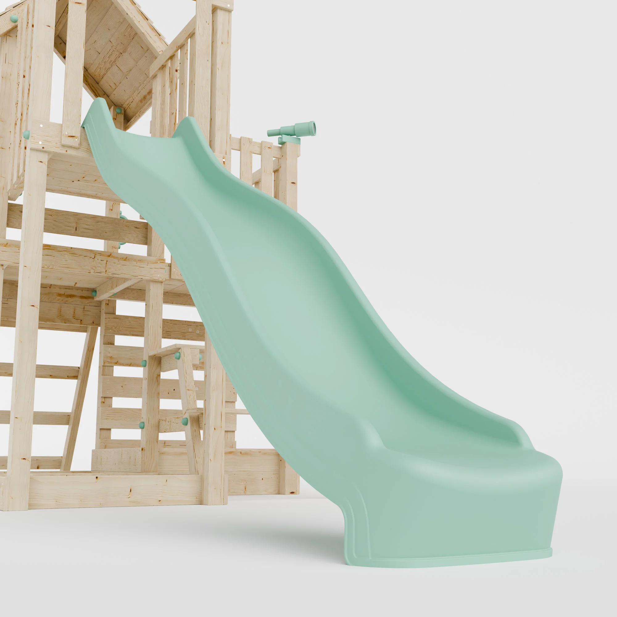 Climbing Frame with Single Swing Extended Height Platform & 2.65m Slide & Picnic Table- Bramblewick Forest Watchtower V - Image 10