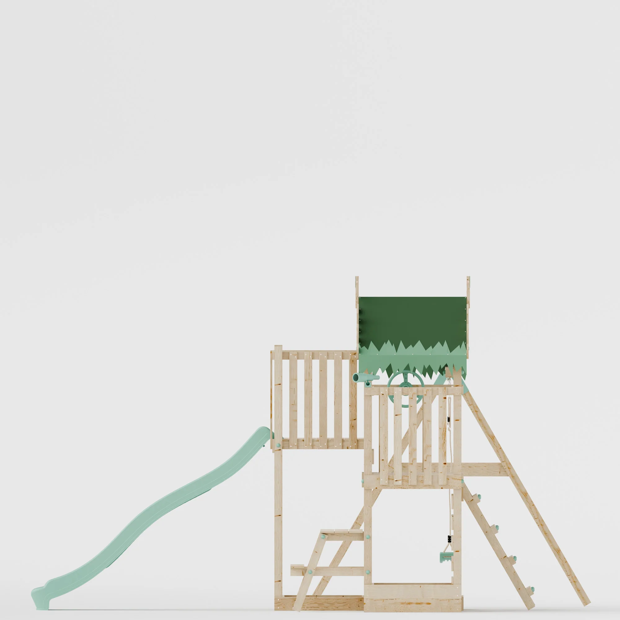Climbing Frame with Single Swing Extended Height Platform & 2.65m Slide & Picnic Table - Enchanted Grove Watchtower IV - Image 5