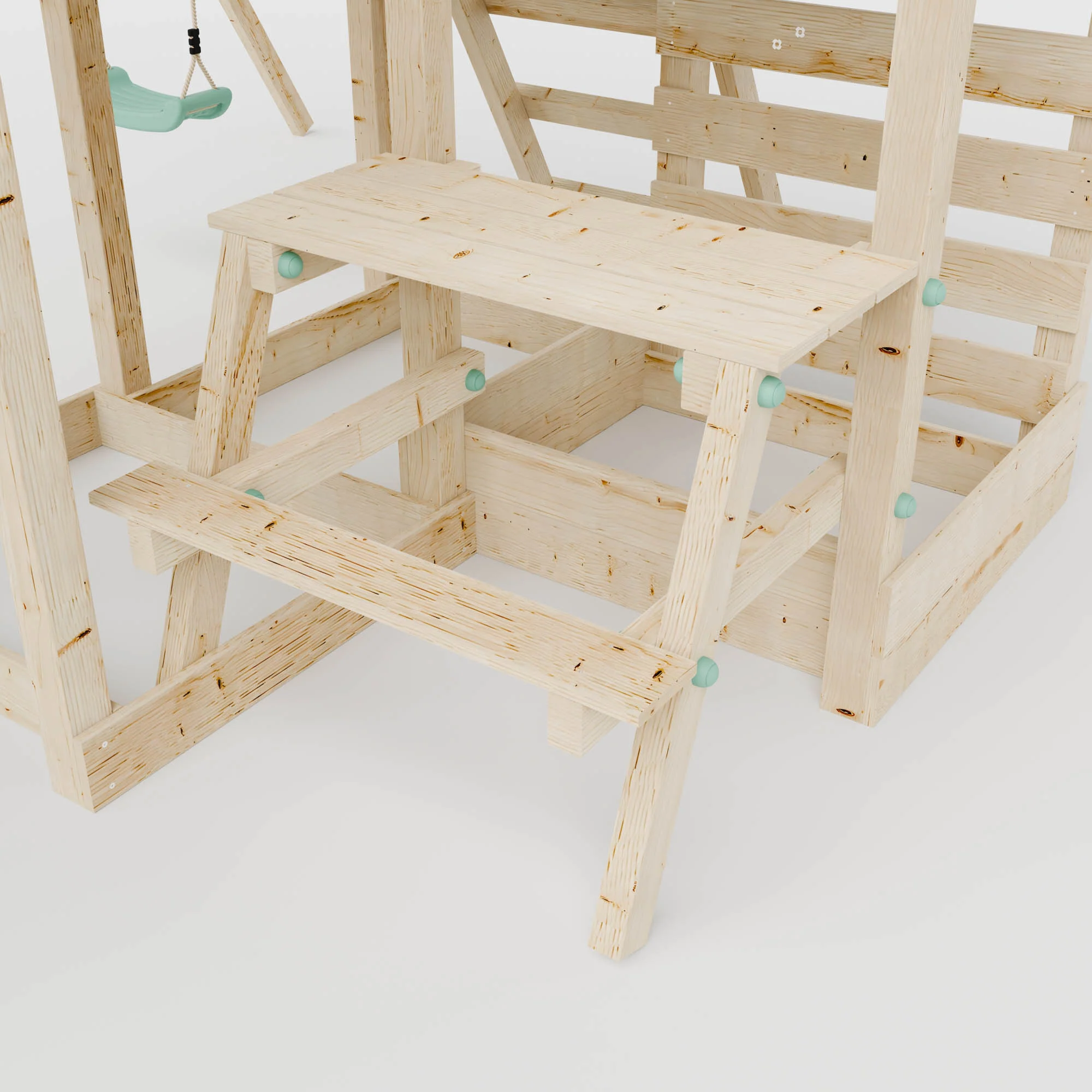 Climbing Frame with Single Swing Extended Height Platform & 2.65m Slide & Picnic Table - Enchanted Grove Watchtower IV - Image 9