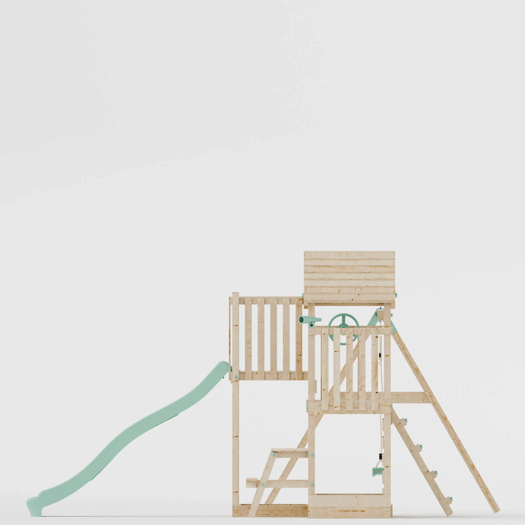 Climbing Frame with Single Swing Extended Height Platform & 2.65m Slide & Picnic Table- Bramblewick Forest Watchtower V - Image 5