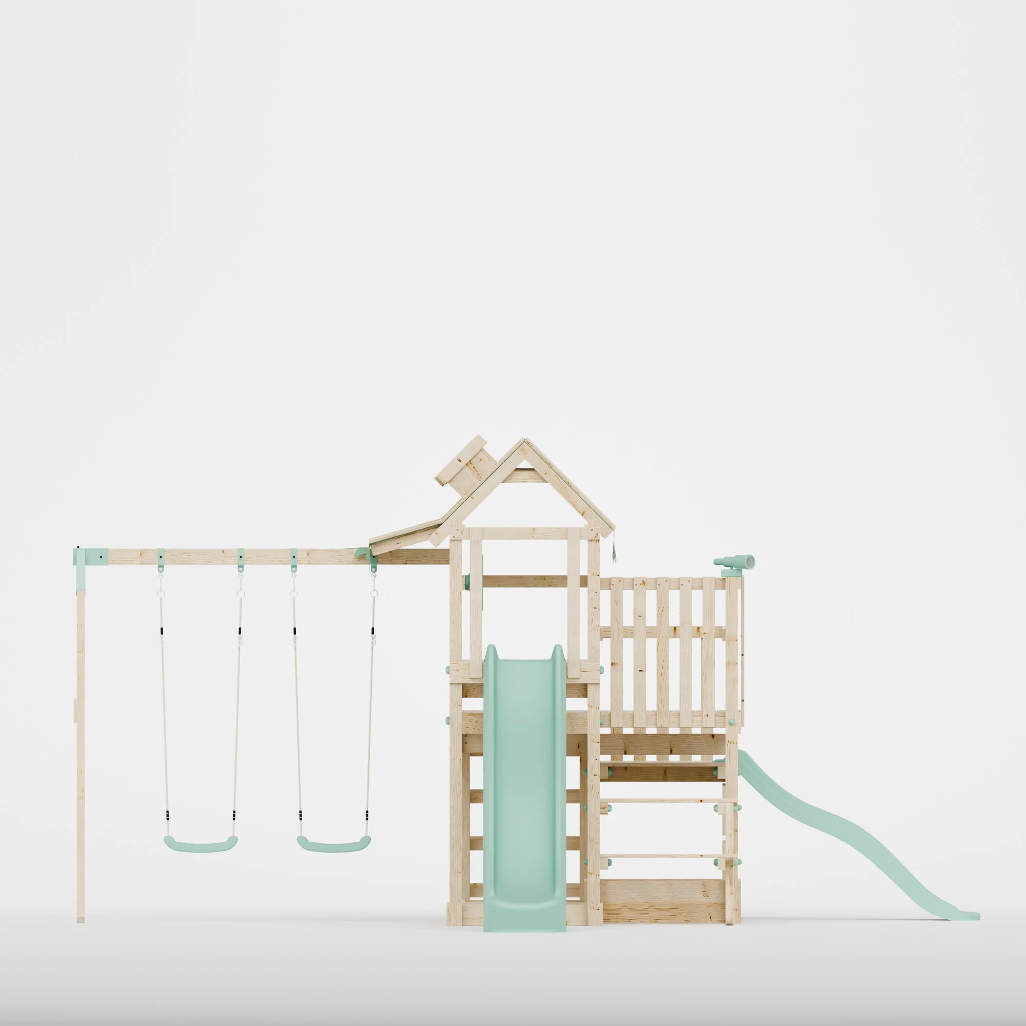 Climbing Frame with Double Swing Triple Platform & Double Slides & Picnic Tower - Eldertree Forest Watchtower VII - Image 3