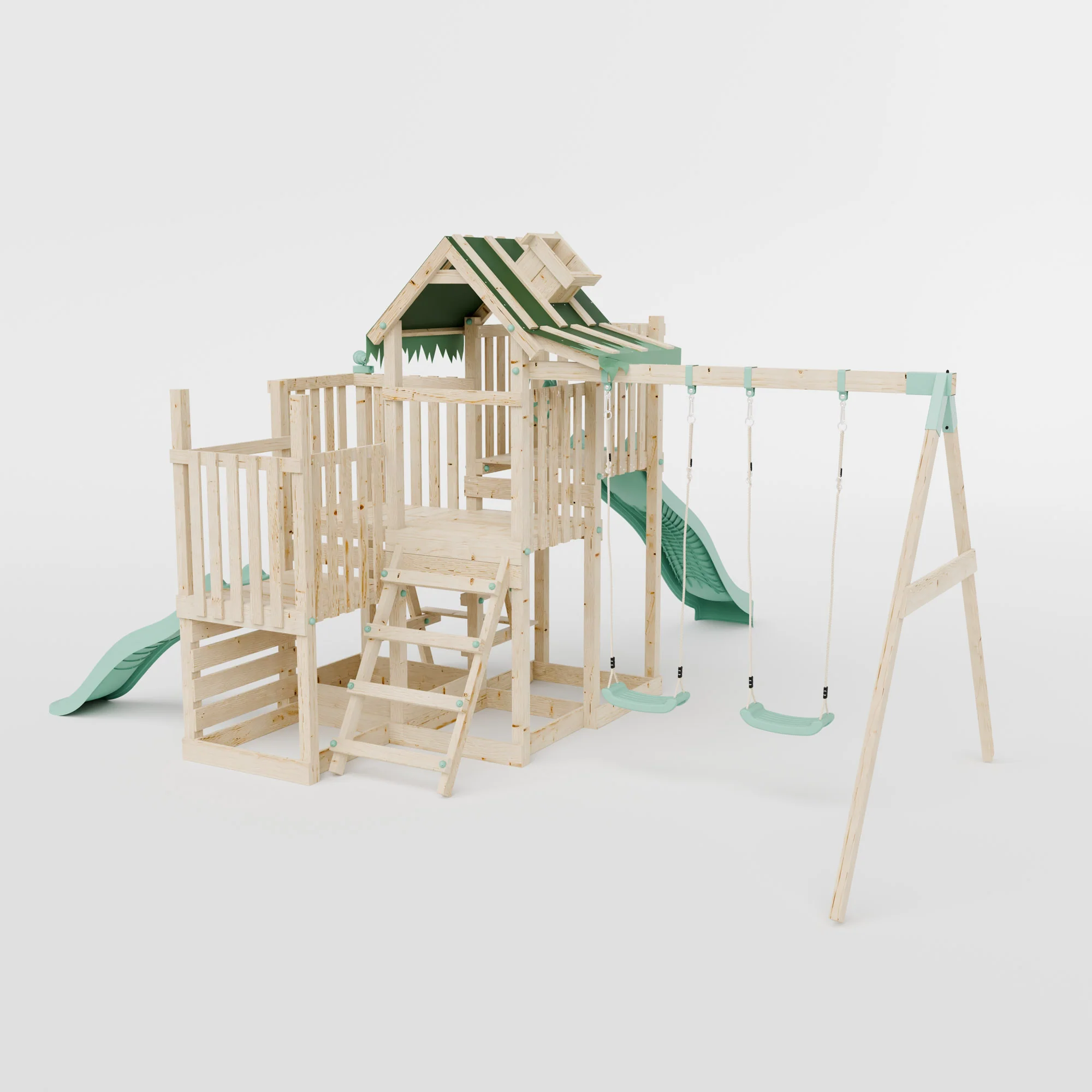 Climbing Frame with Double Swing Triple Platform & Double Slides & Picnic Tower - Eldertree Forest Watchtower VII - Image 4