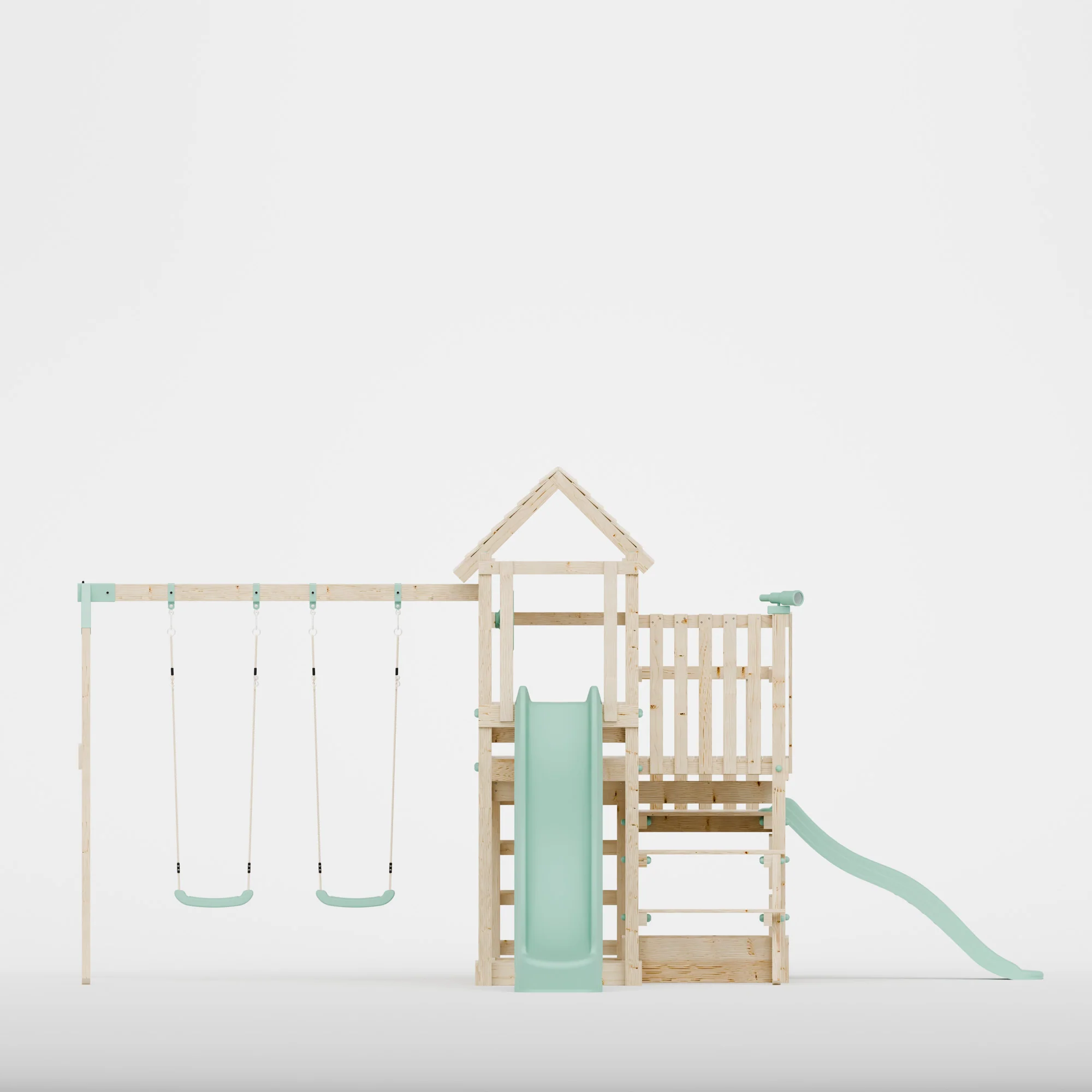 Climbing Frame with Double Swing Triple Platform & Double Slides & Picnic Tower - Bramblewick Forest Watchtower VII - Image 3