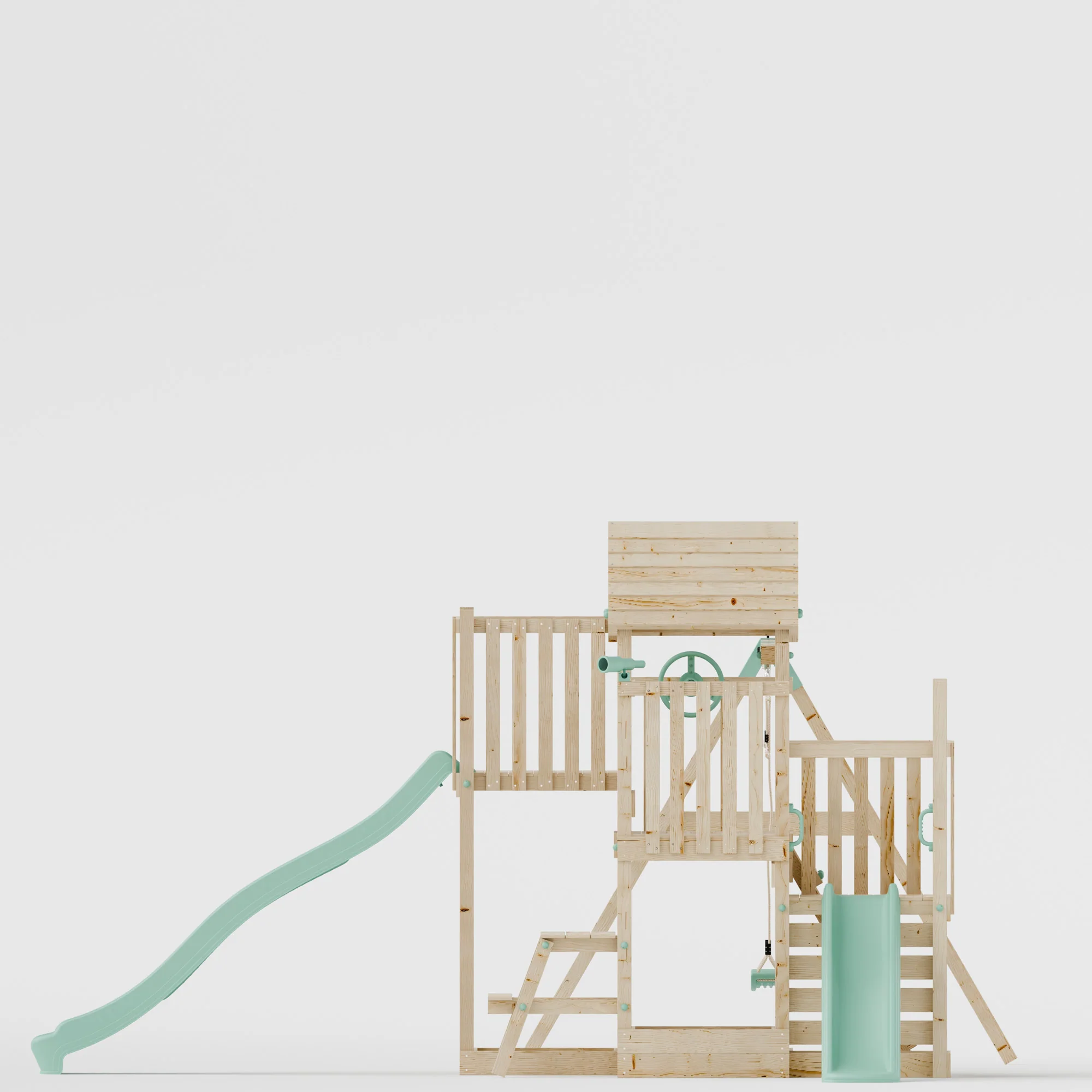 Climbing Frame with Double Swing Triple Platform & Double Slides & Picnic Tower - Bramblewick Forest Watchtower VII - Image 5