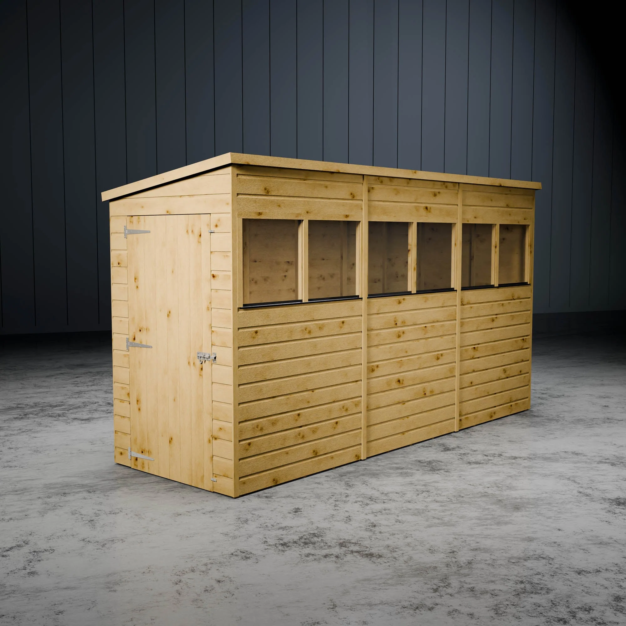 Modular Shiplap Pent Single Door Wooden Shed - Image 3