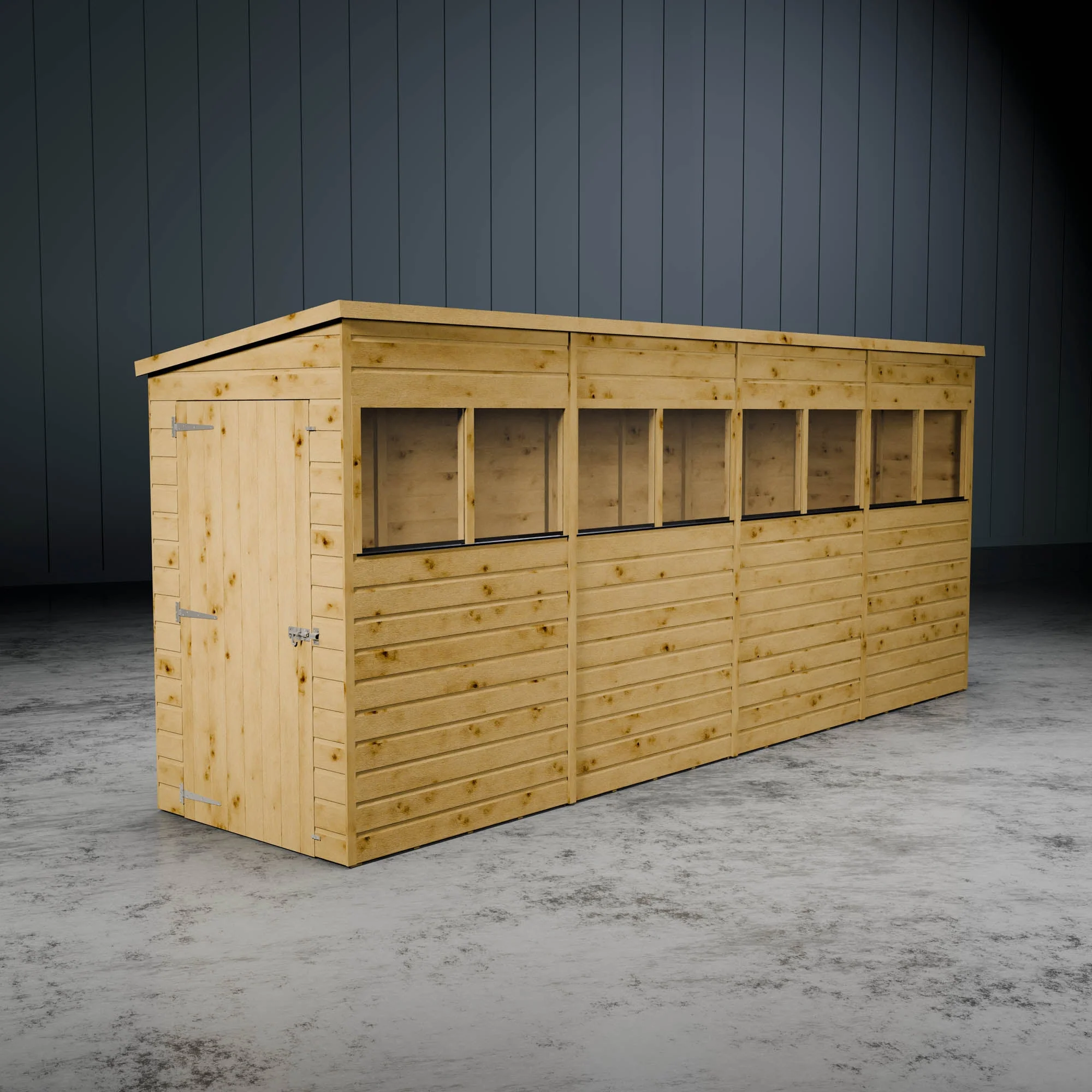 Modular Shiplap Pent Single Door Wooden Shed - Image 4