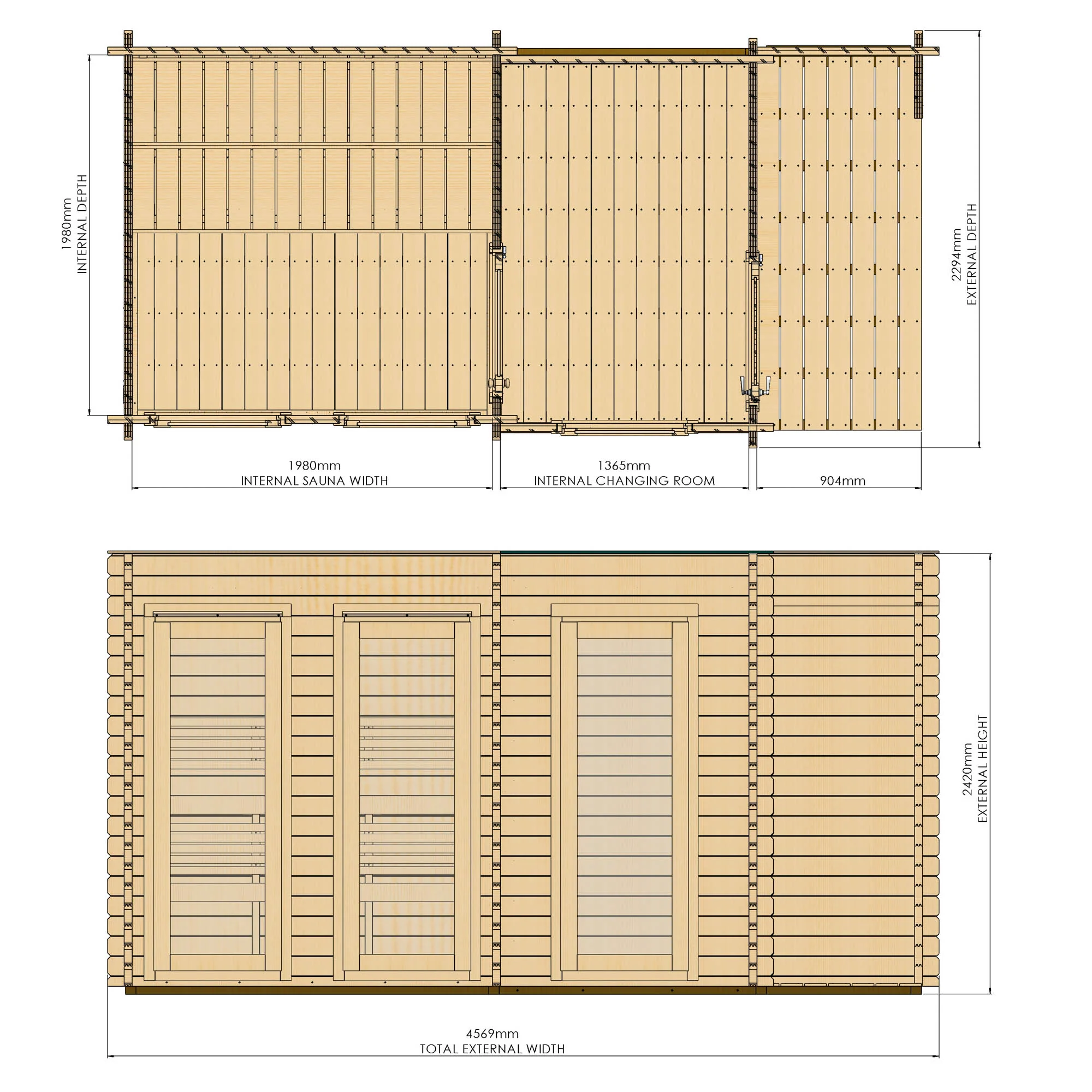 Novi Outdoor Sauna With Changing Room and Small Veranda - Image 8