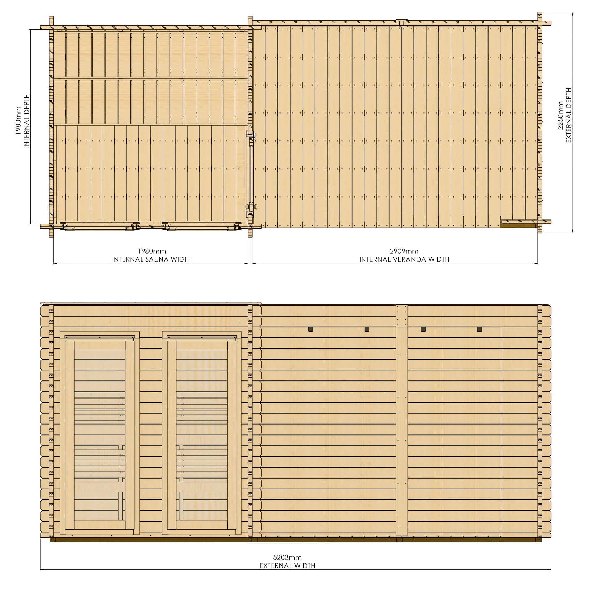 Novi Outdoor Sauna With Large Veranda - Image 8