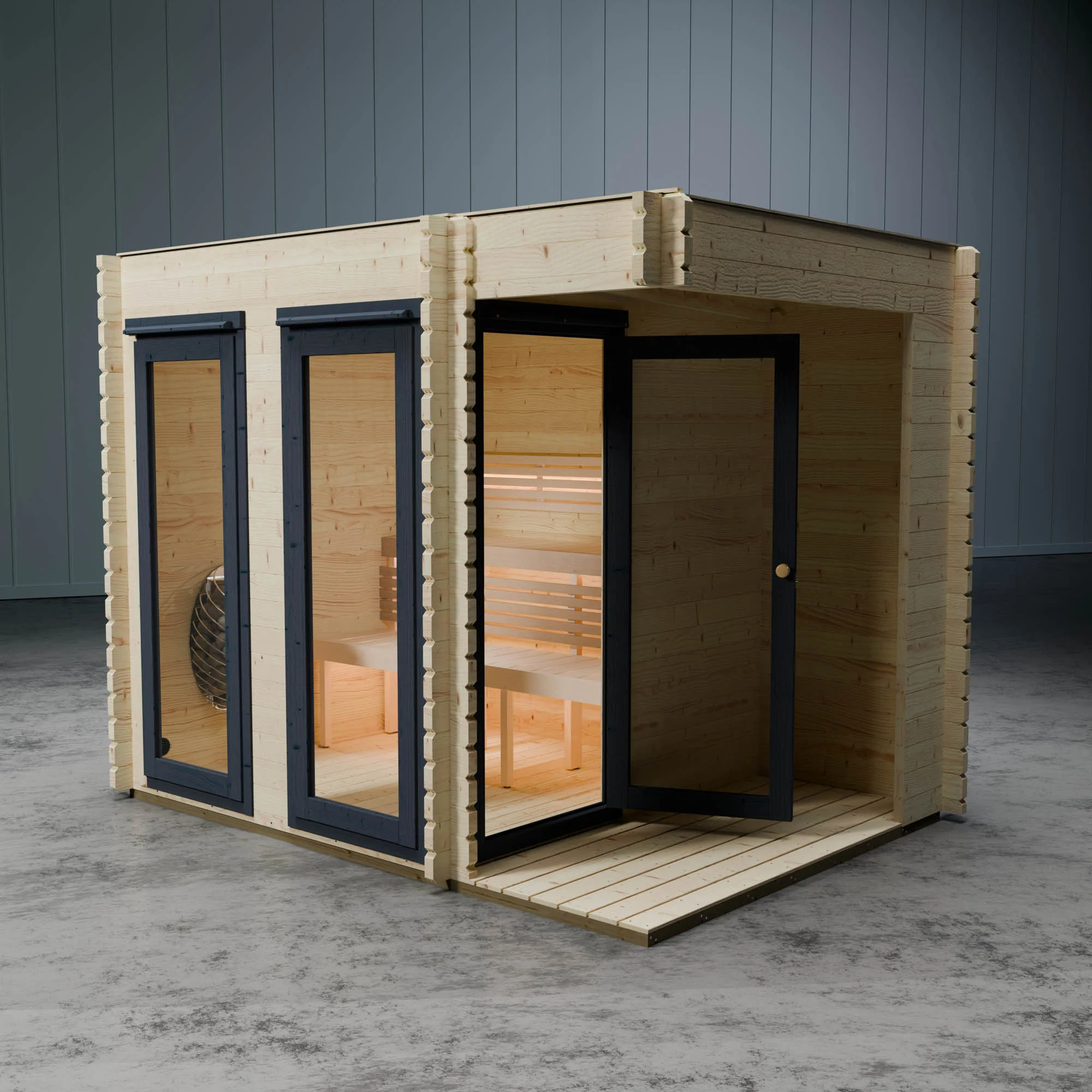 Novi Outdoor Sauna With Small Veranda - Image 3