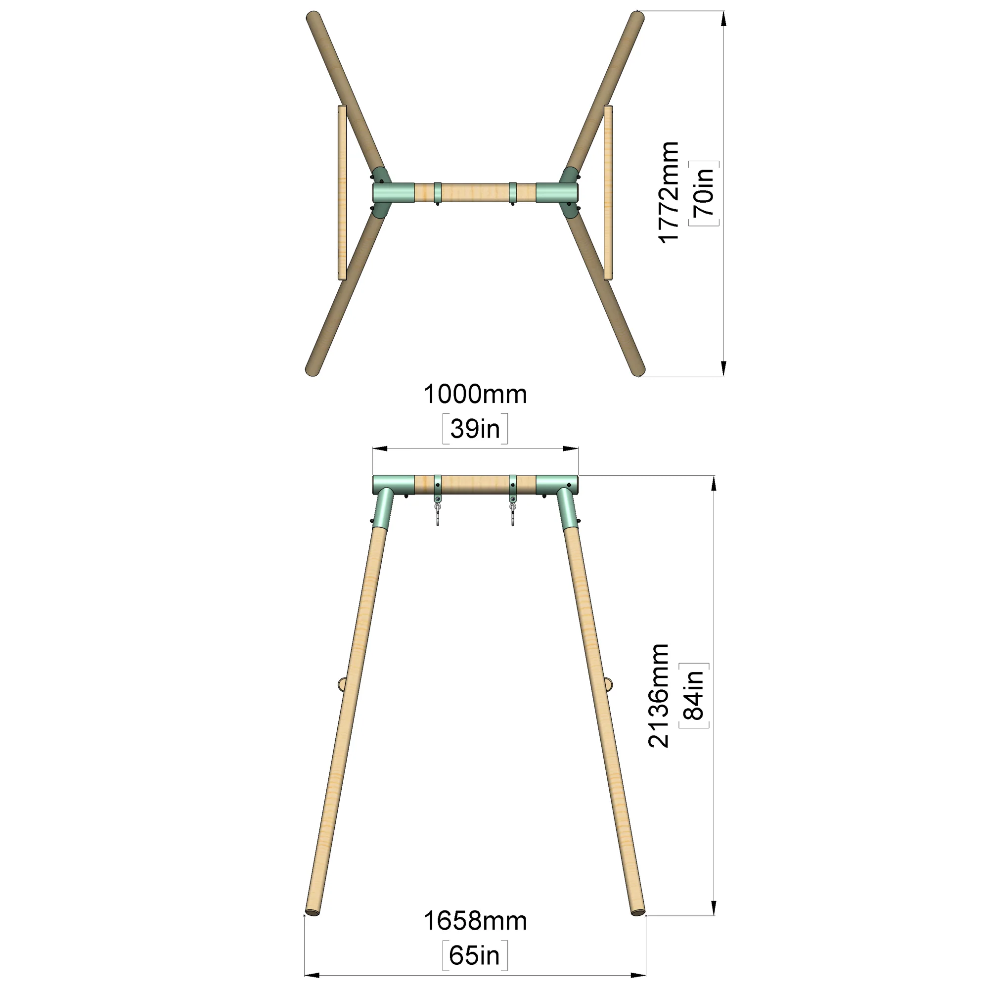 Single Wooden Baby Swing - Evergreen II - Image 7