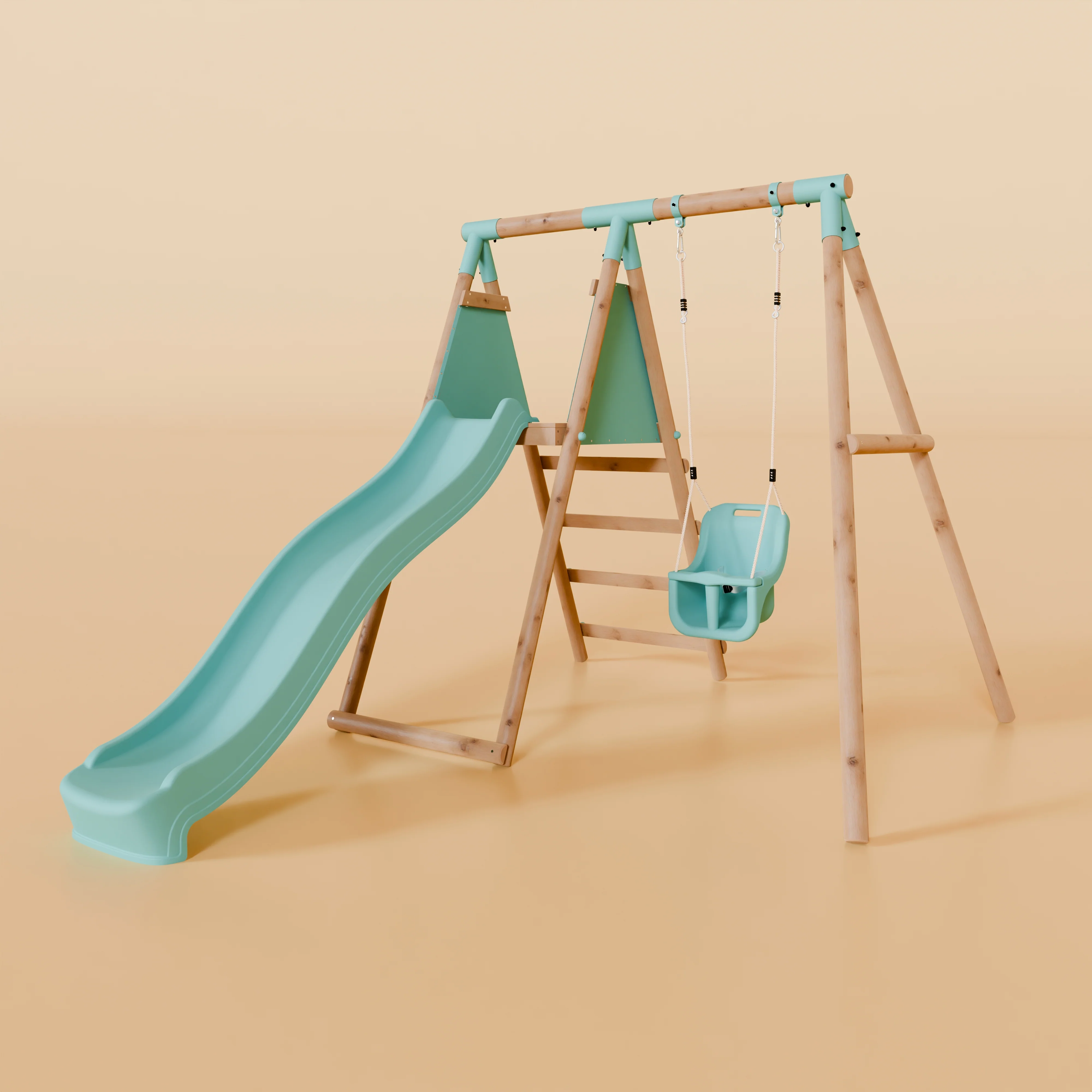 Single Wooden Baby Swing Set With Slide - Springwood II - Image 2