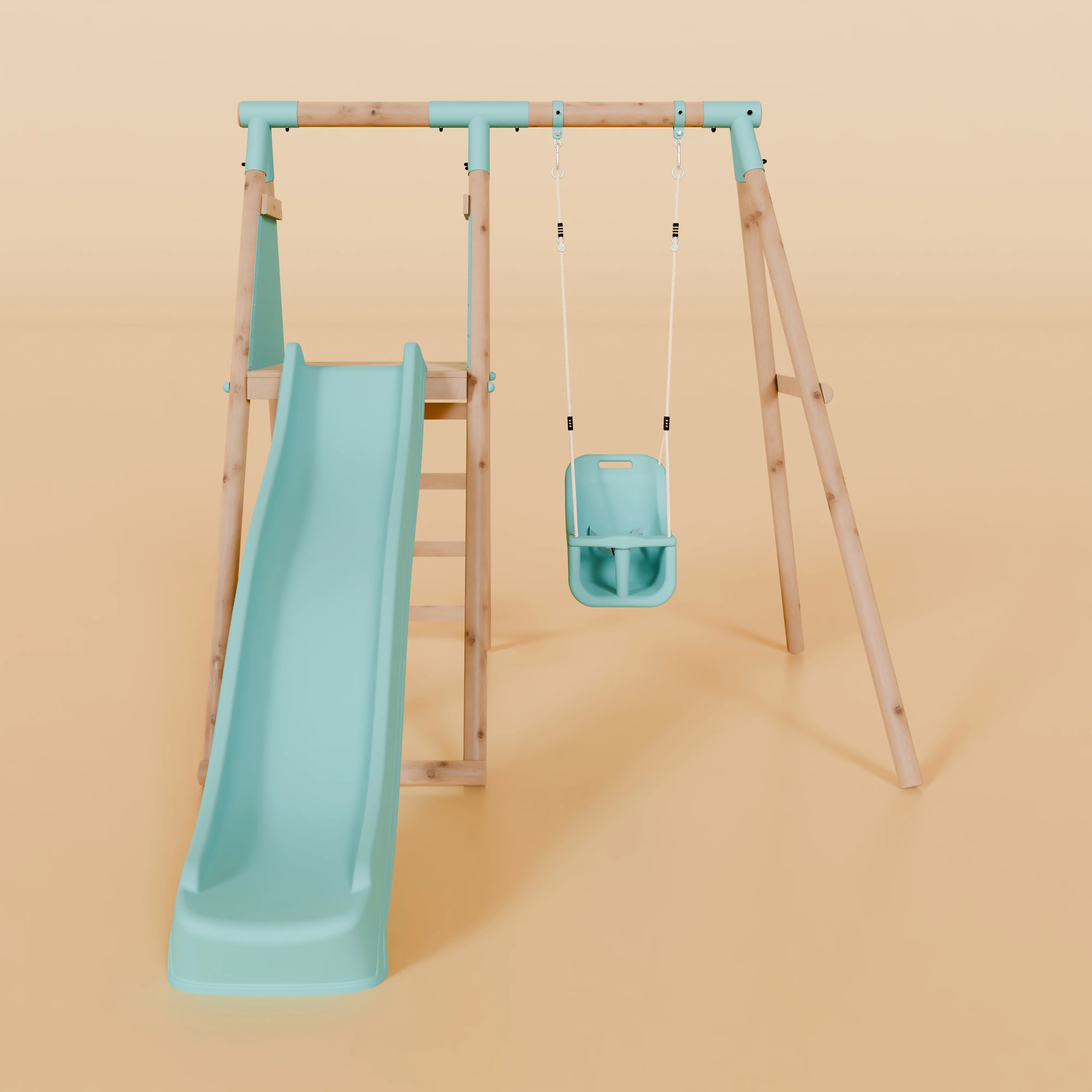 Single Wooden Baby Swing Set With Slide - Springwood II - Image 3