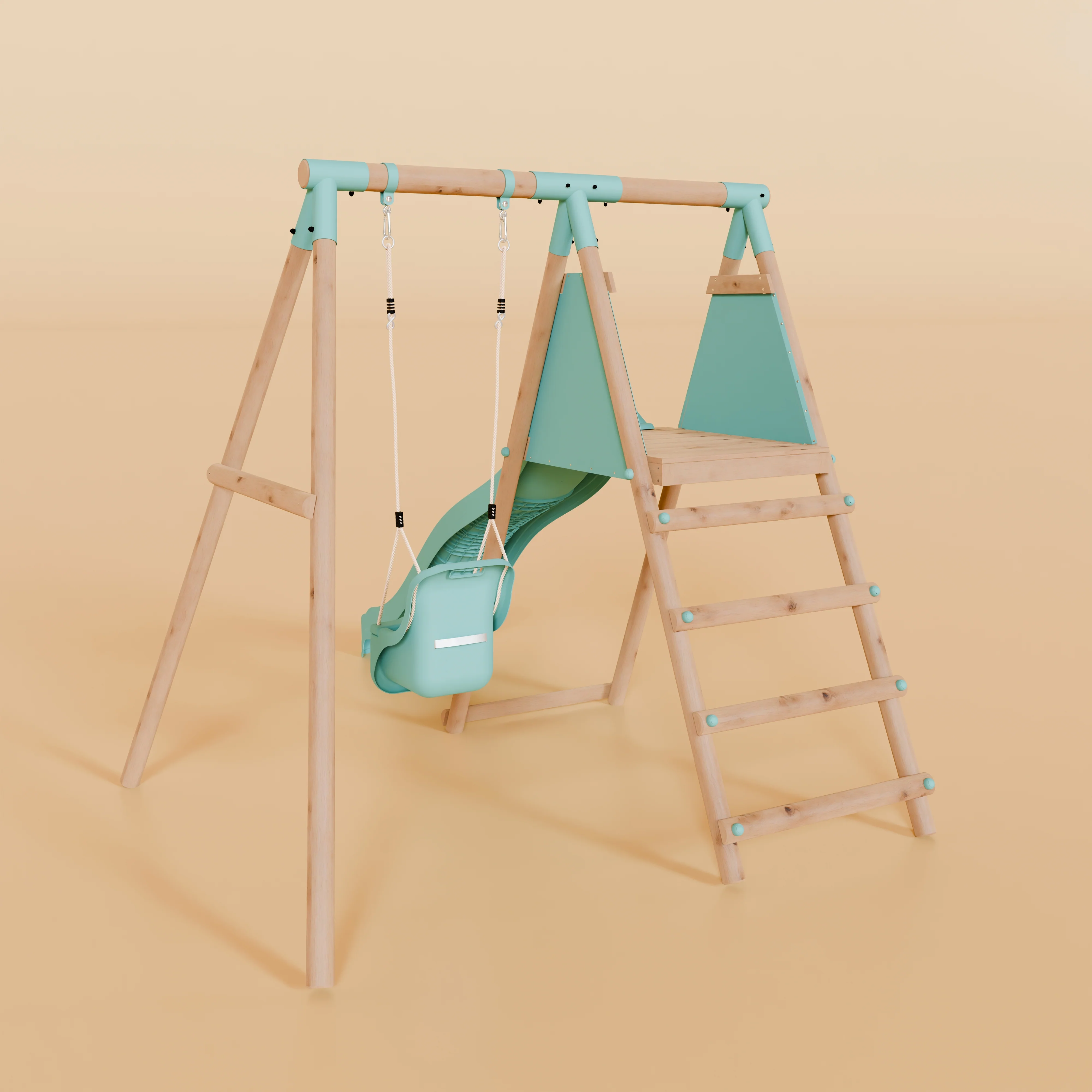 Single Wooden Baby Swing Set With Slide - Springwood II - Image 5