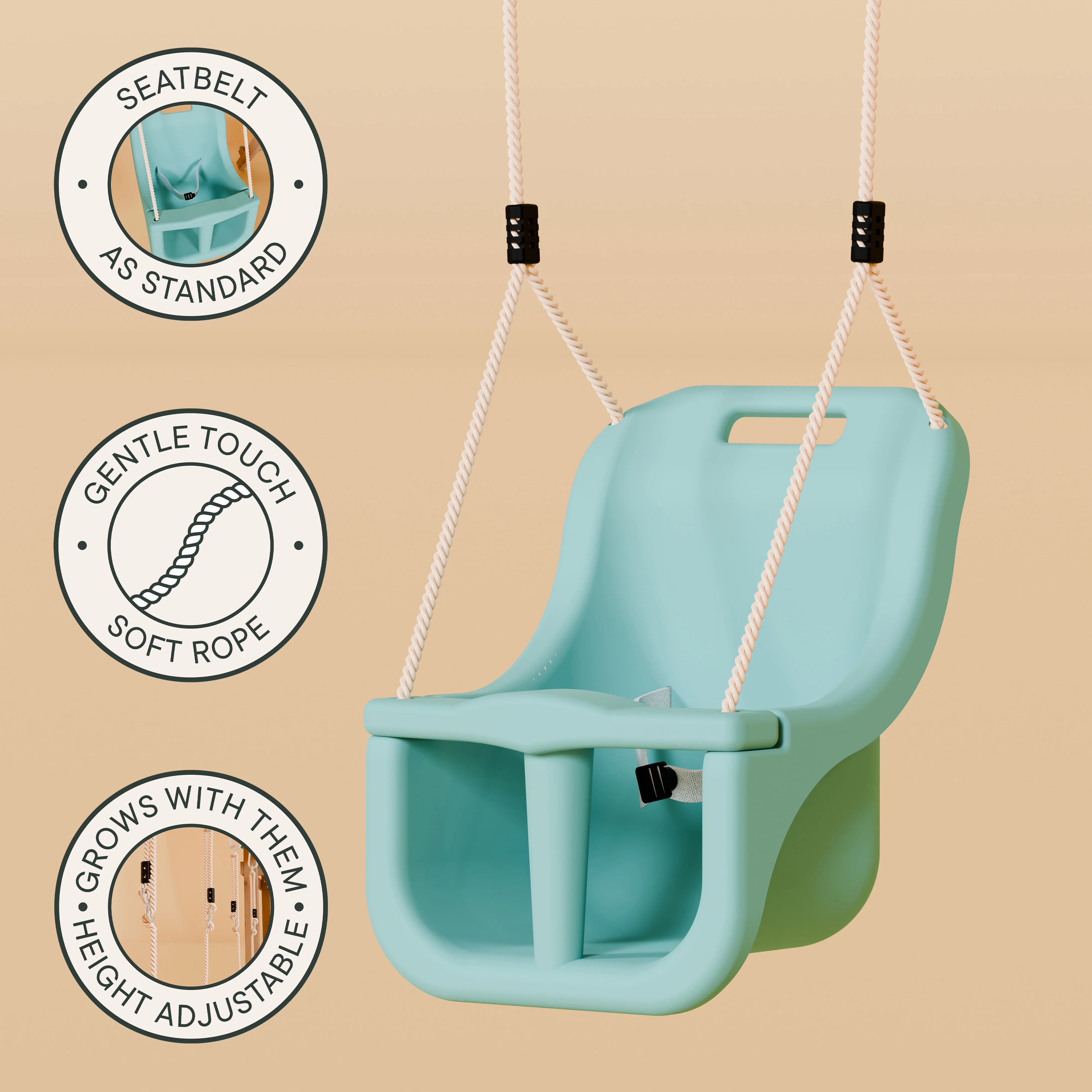 Single Wooden Baby Swing Set With Slide - Springwood II - Image 6