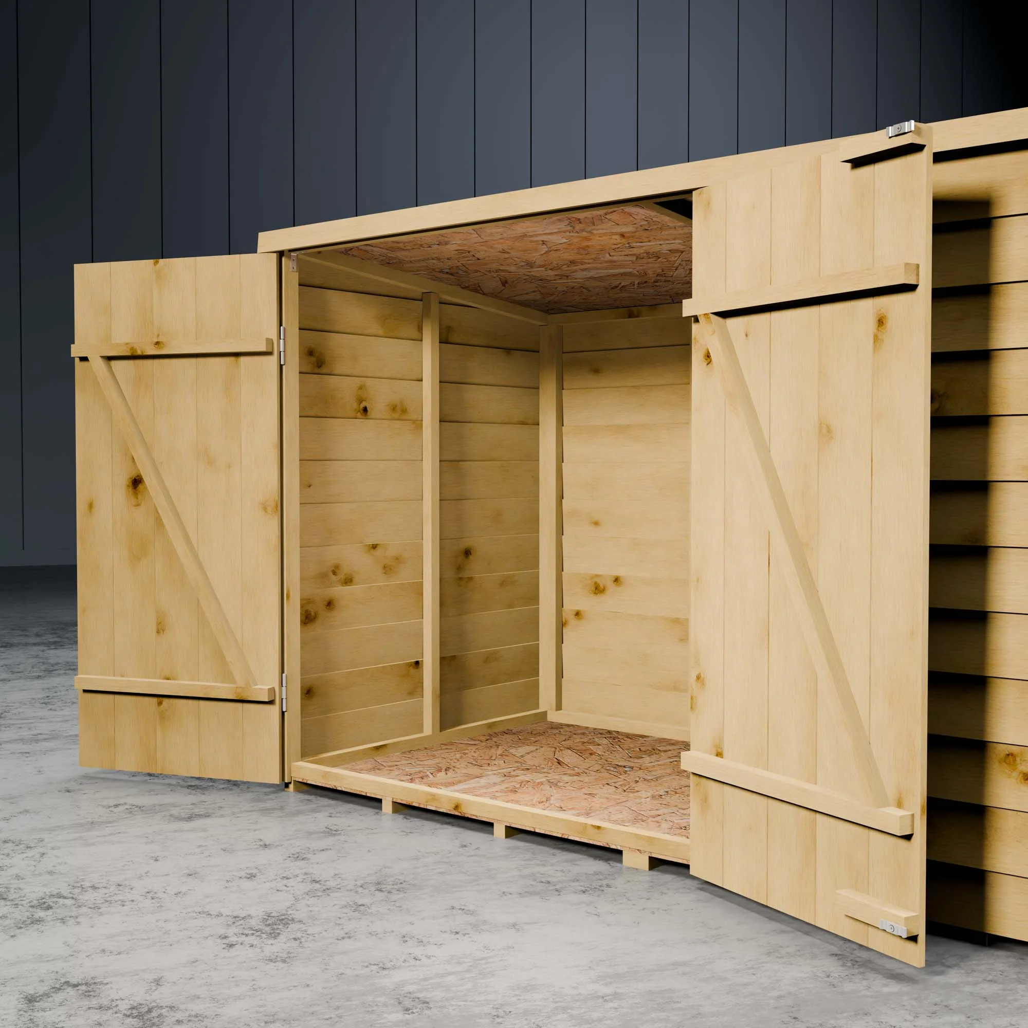 3 x 6 Value Overlap Double Door Pent Bike Shed - Image 3