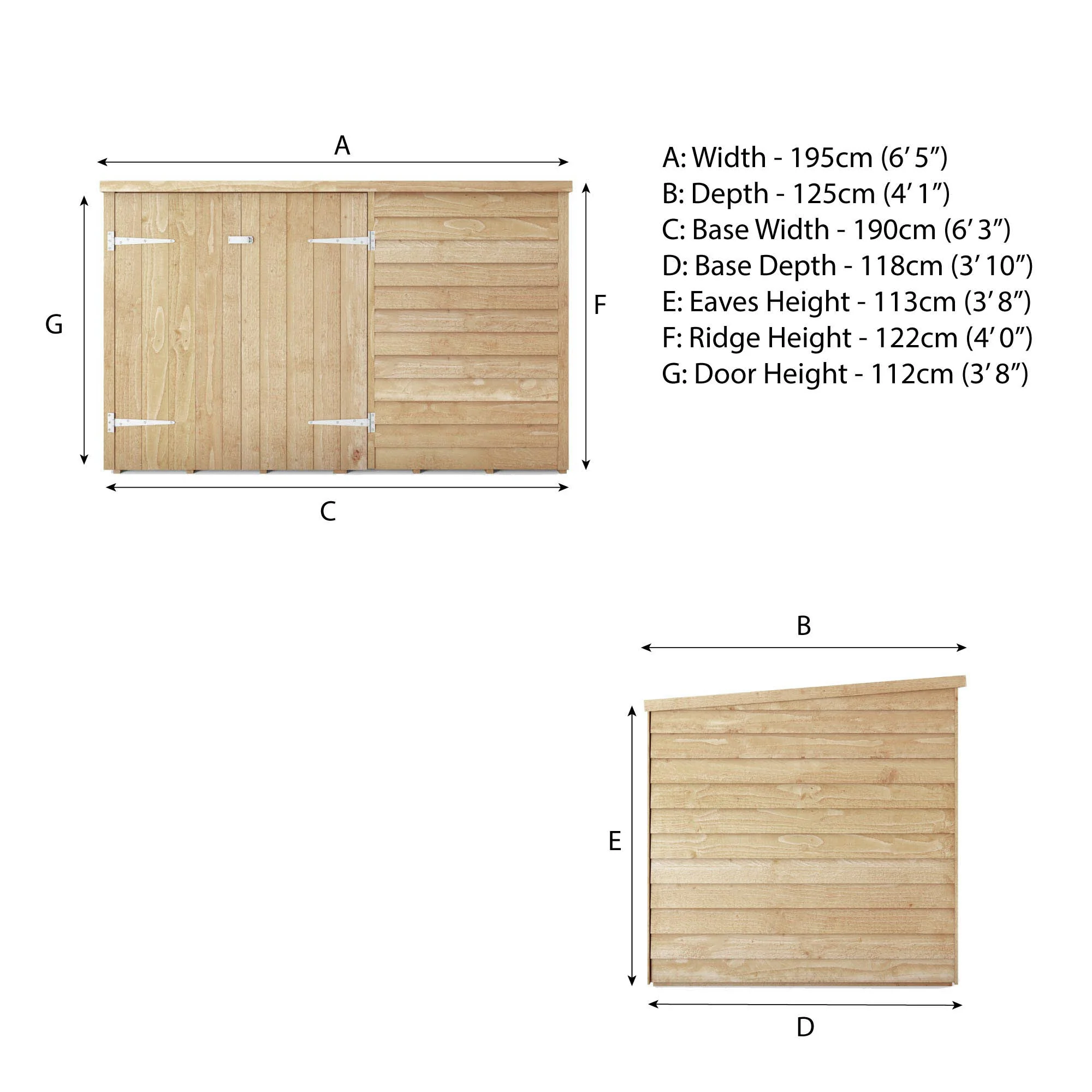 4 x 6 Value Overlap Double Door Bike Shed - Image 7