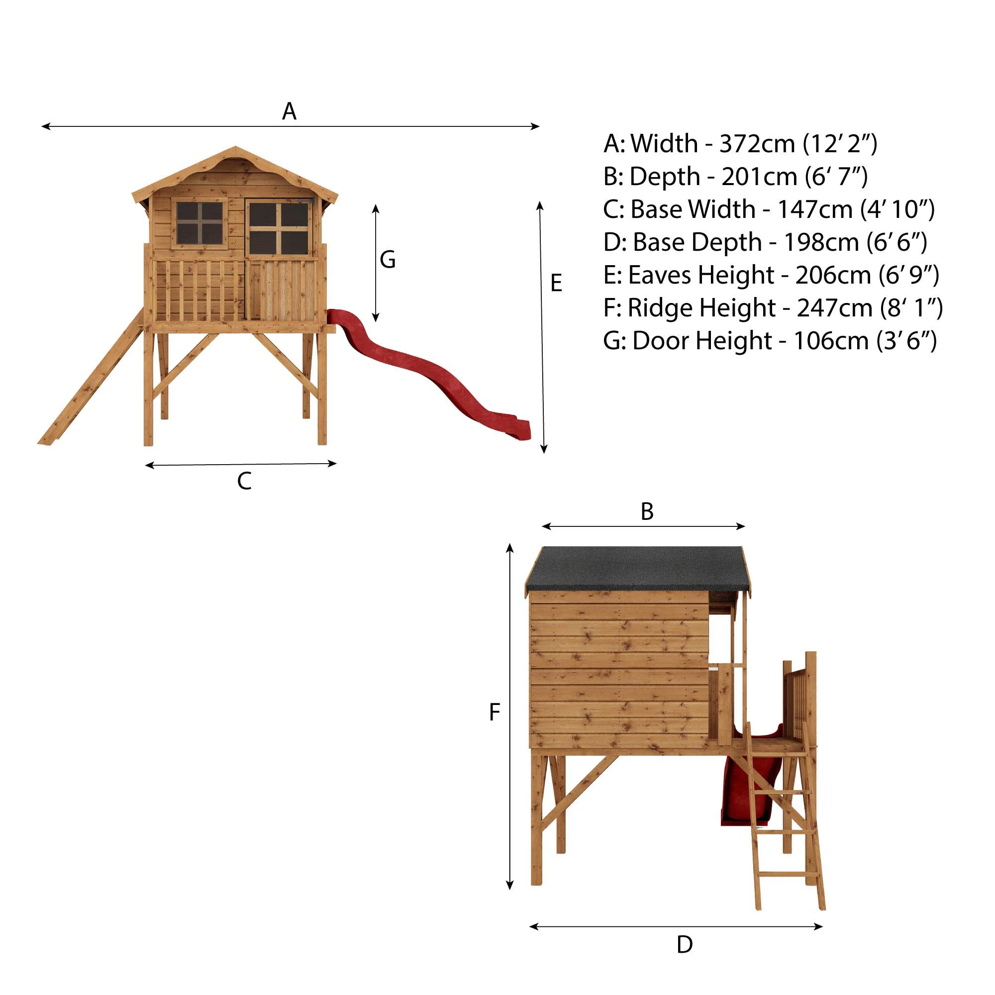 Poppy Tower Wooden Playhouse with Slide - Image 13