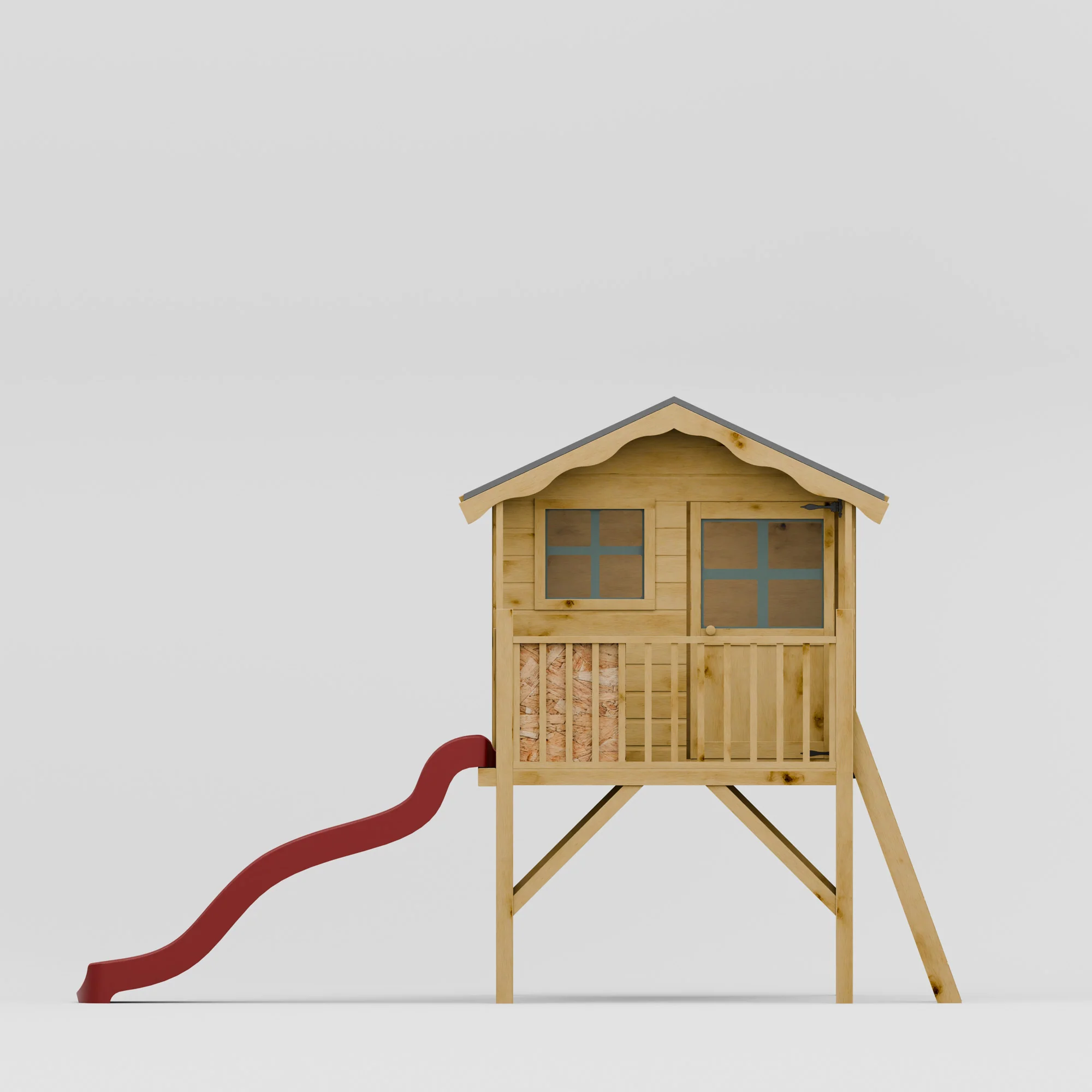 Poppy Tower Wooden Playhouse with Slide - Image 3