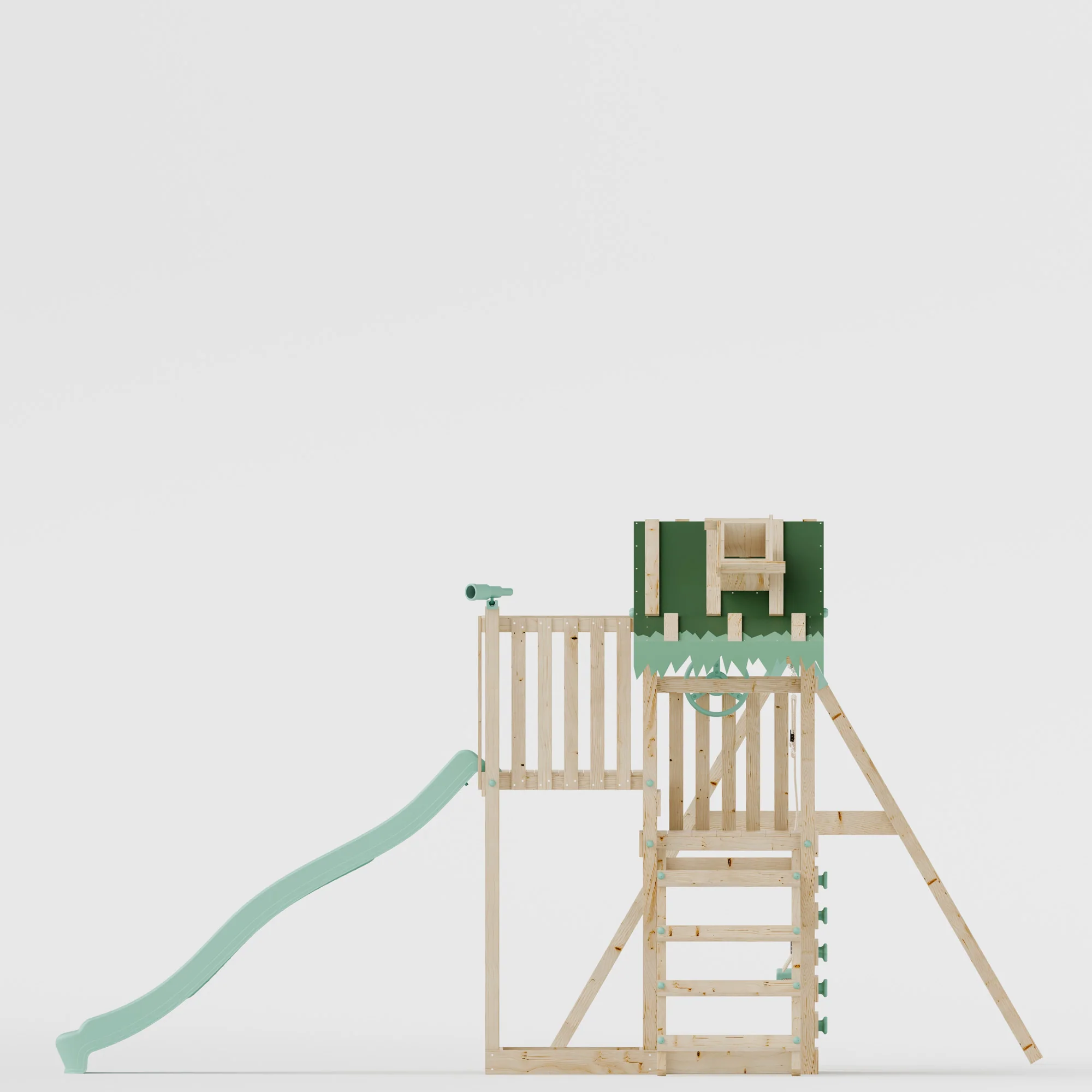 Climbing Frame with Double Swing Extended Height Platform & 2.65m Slide - Eldertree Forest Watchtower II - Image 5