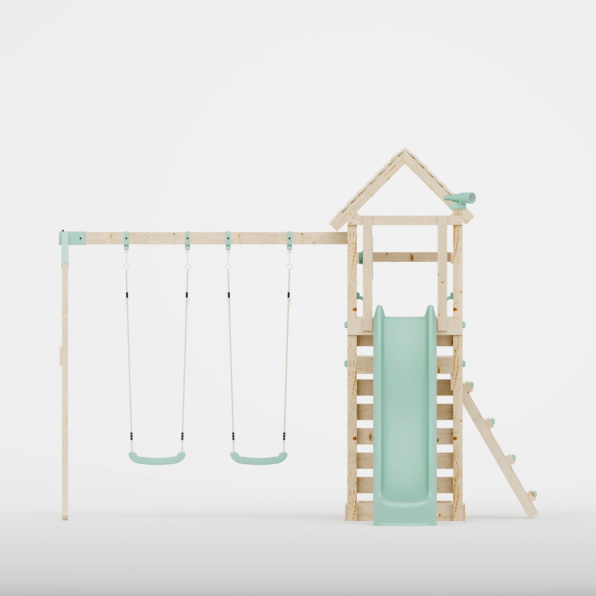 Climbing Frame with Double Swing Extended Height Platform & 2.65m Slide - Bramblewick Forest Watchtower II - Image 3
