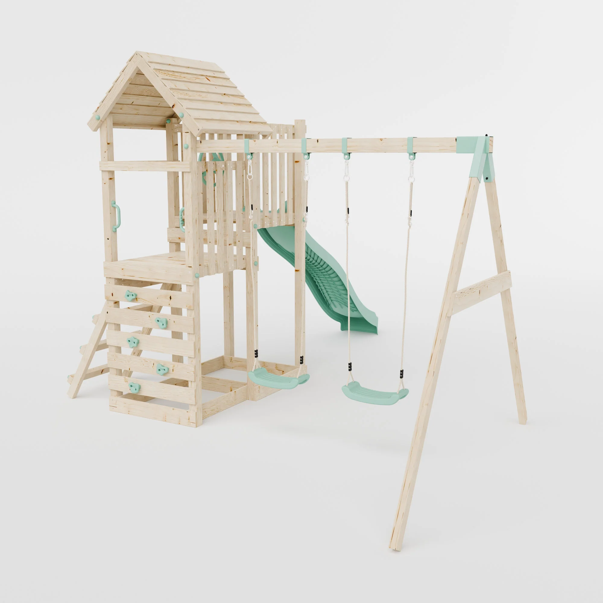 Climbing Frame with Double Swing Extended Height Platform & 2.65m Slide - Bramblewick Forest Watchtower II - Image 4