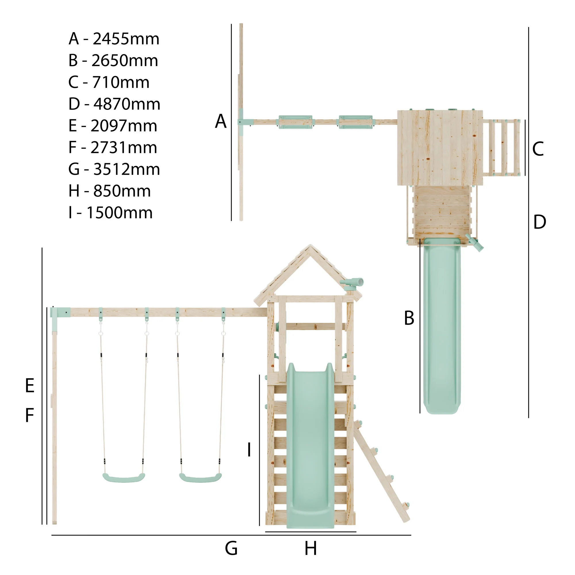 Climbing Frame with Double Swing Extended Height Platform & 2.65m Slide - Bramblewick Forest Watchtower II - Image 7