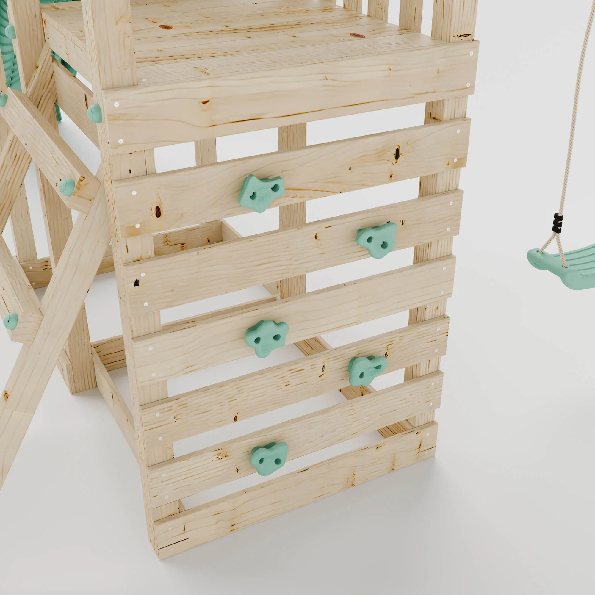 Climbing Frame with Double Swing Extended Height Platform & 2.65m Slide & Climbing Wall - Bramblewick Forest Watchtower III - Image 11
