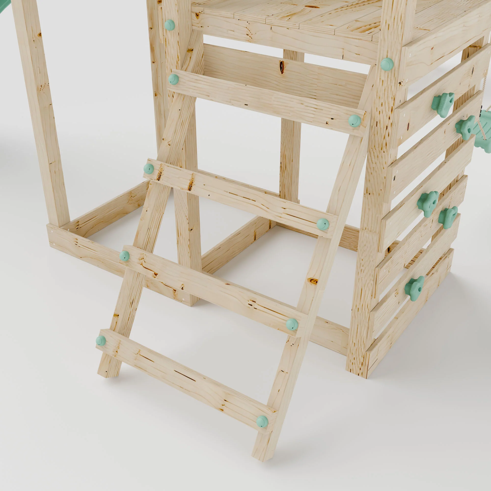 Climbing Frame with Double Swing Extended Height Platform & Climbing Wall & 2.65m Slide - Enchanted Grove Watchtower III - Image 8